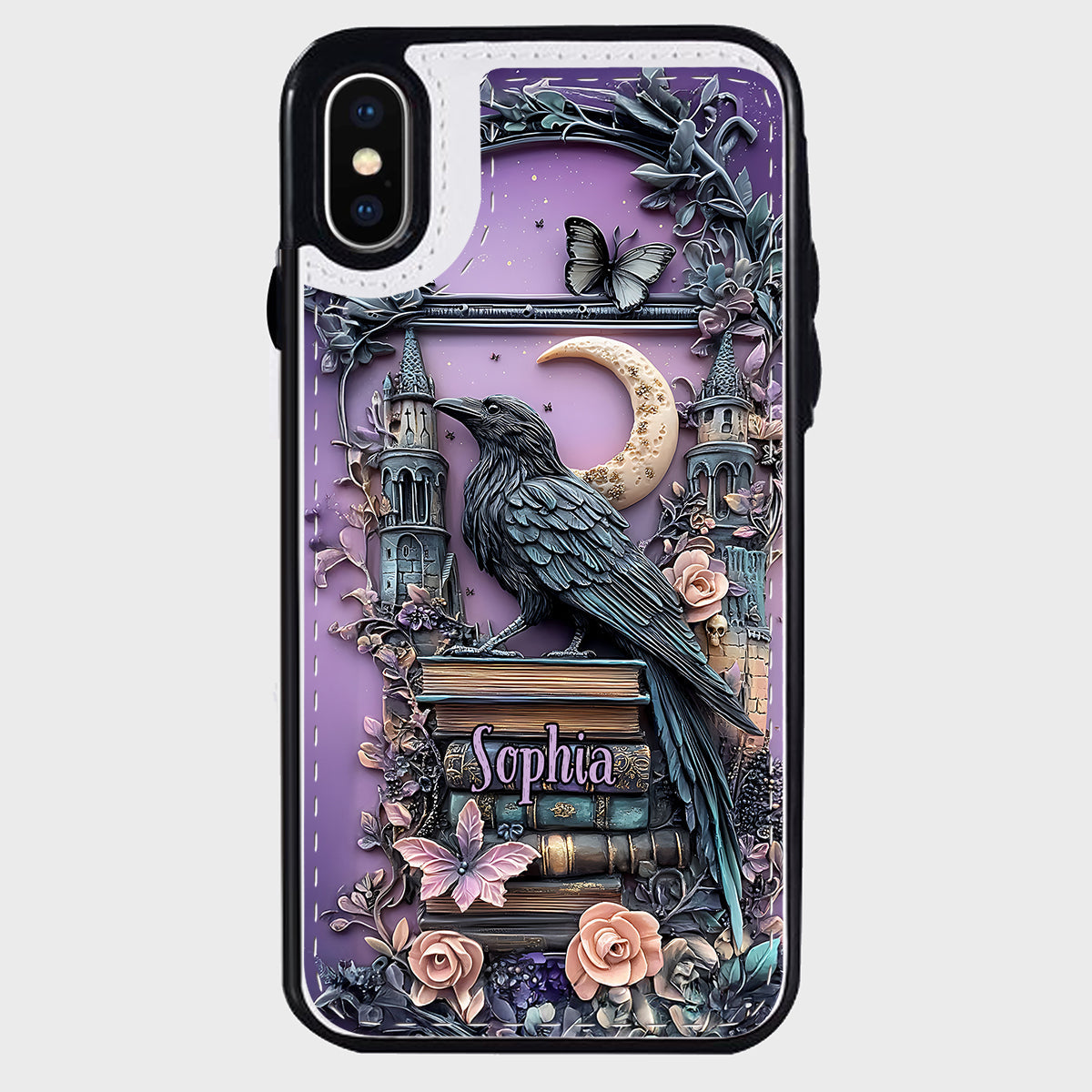 Étui portefeuille pliable personnalisé Dark Academia Book Reader - Étui de téléphone avec livre intégré