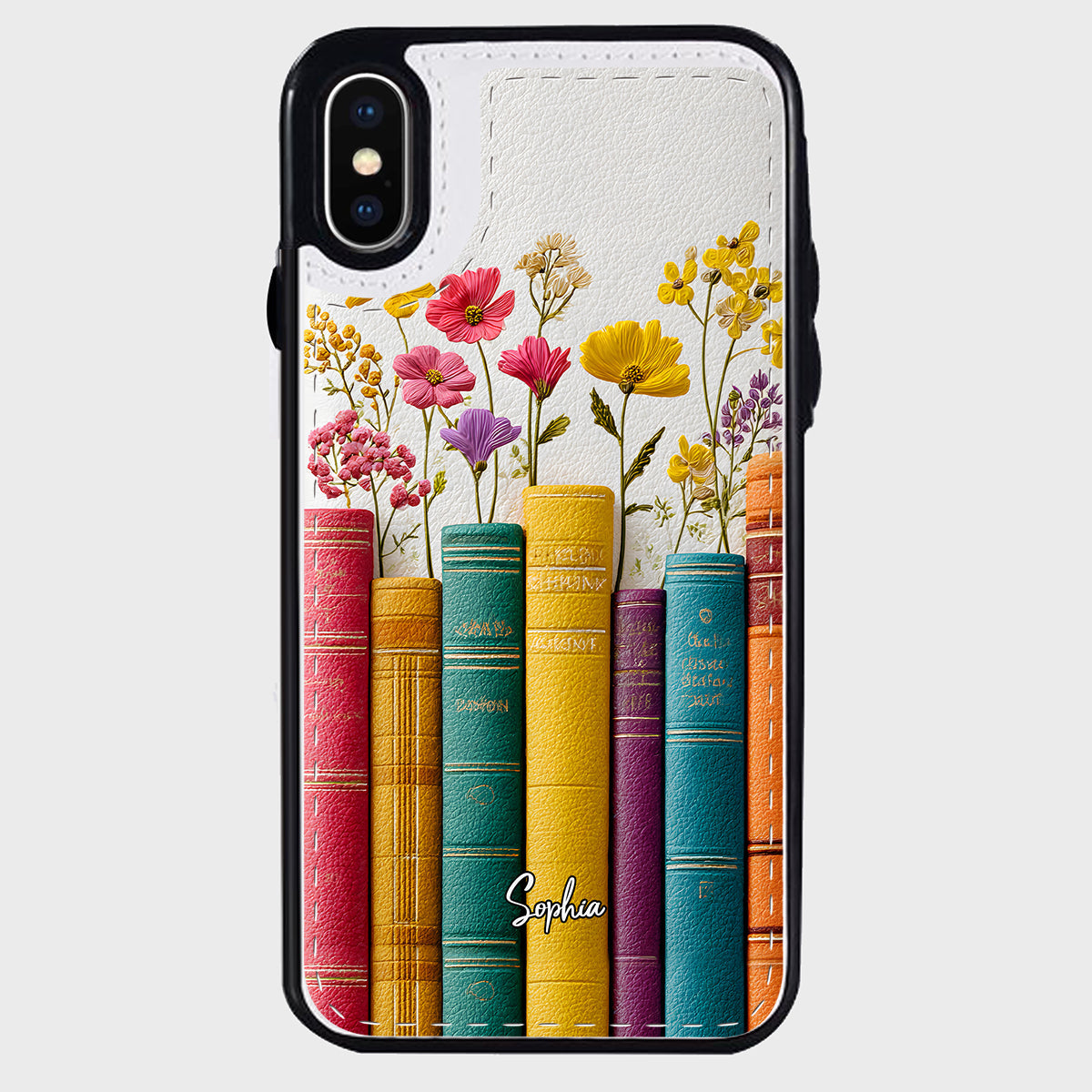 Livre de fleurs vintage - Étui portefeuille pliable personnalisé pour téléphone