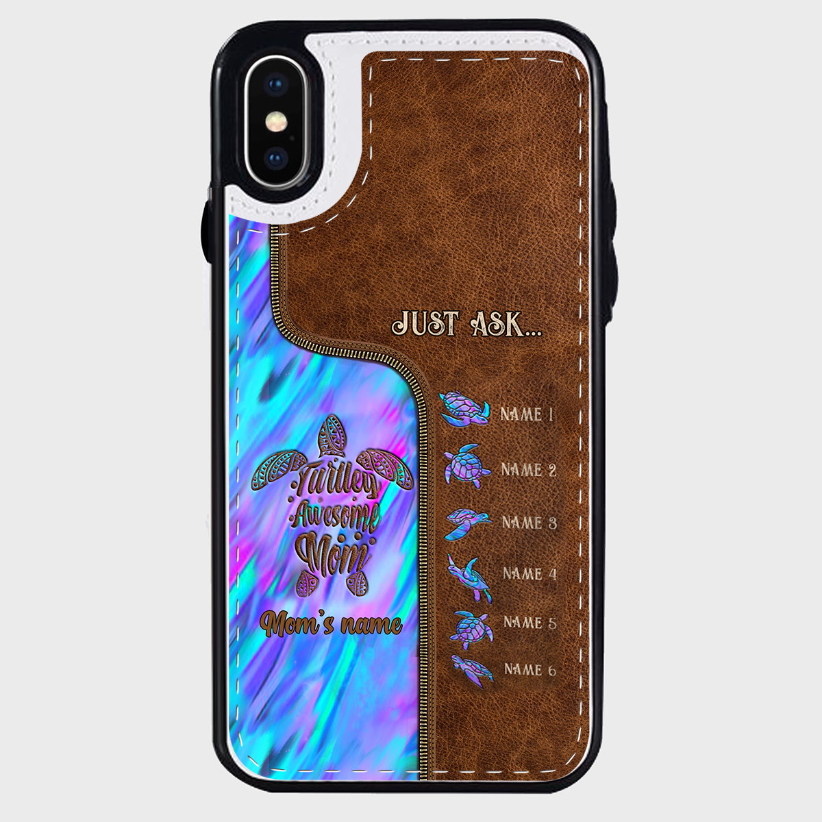 Étui portefeuille pliable personnalisé « Main dans la main » pour téléphone, motif maman