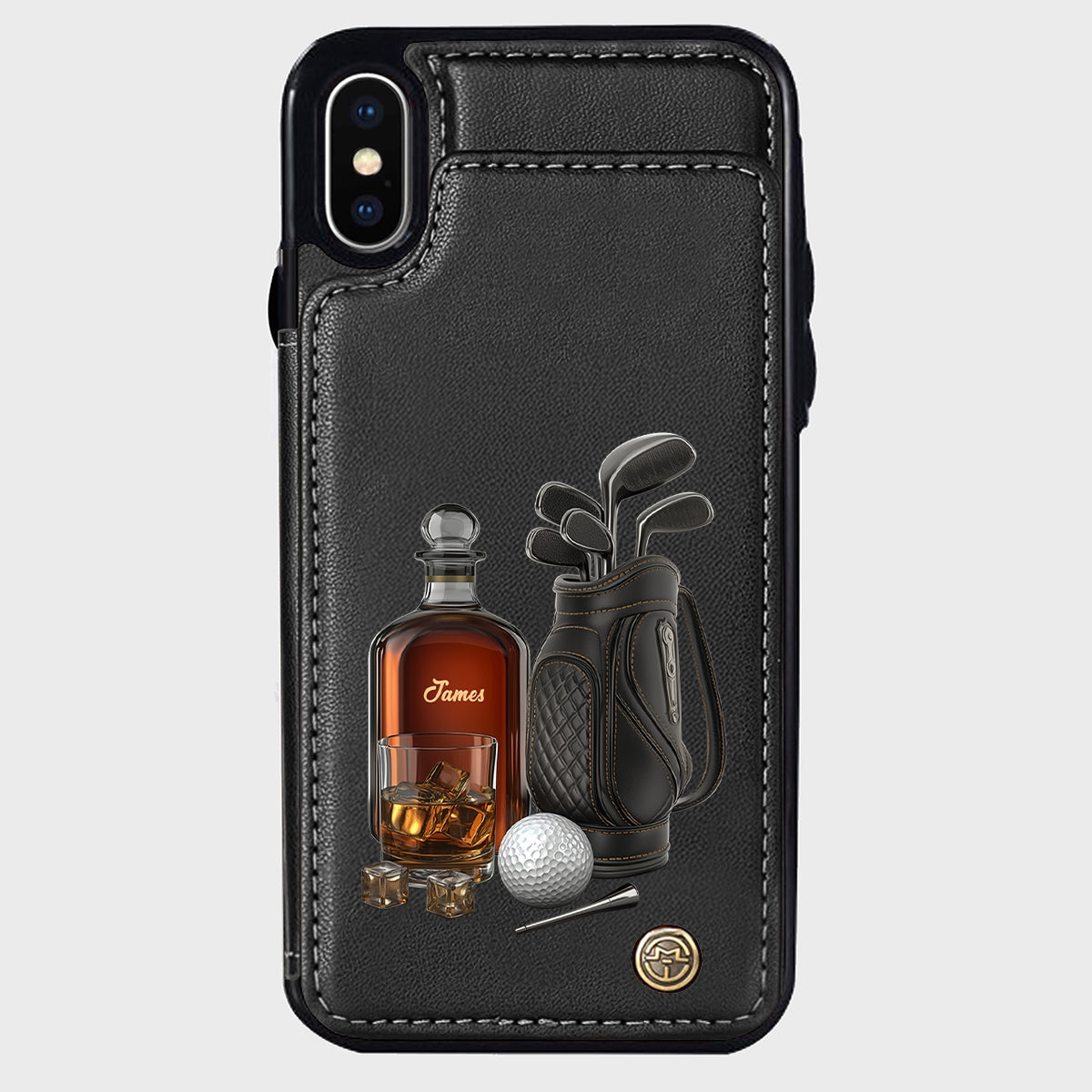 Whiskey & Golf - Étui portefeuille de téléphone personnalisé sur le thème du golf