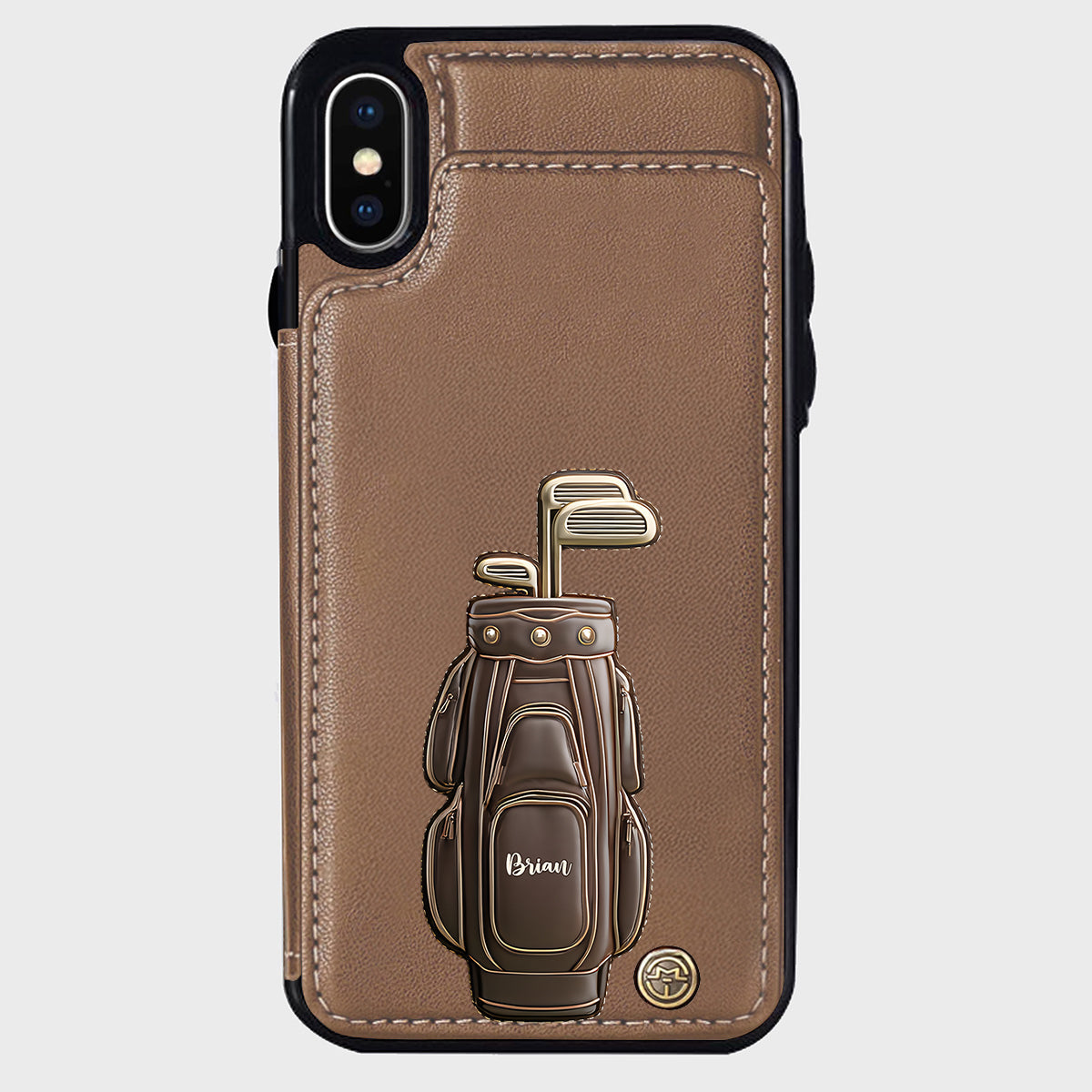 Cadeau de luxe pour golfeur - Étui portefeuille/téléphone personnalisé avec nom - Nom personnalisé
