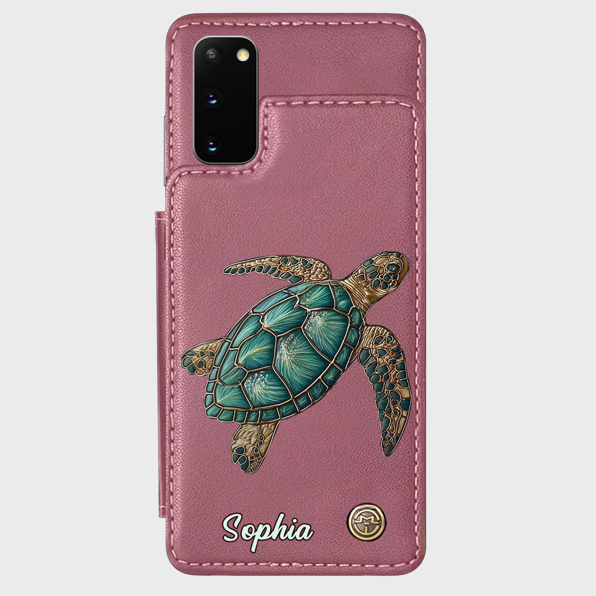 Étui portefeuille personnalisé pour téléphone portable avec une tortue - J'adore les tortues