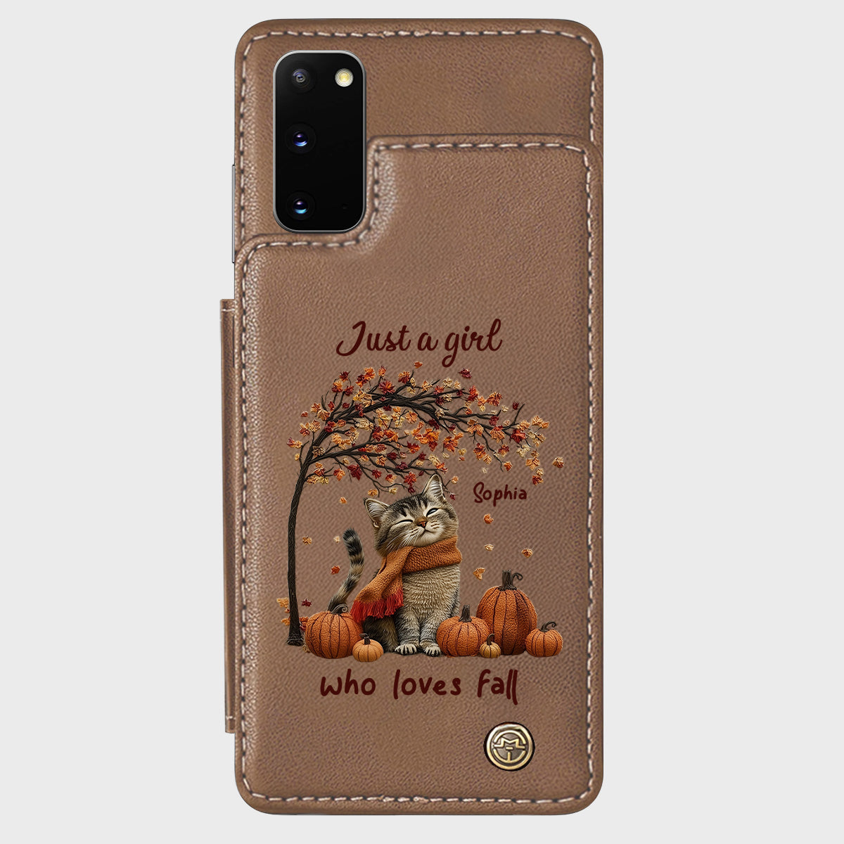Just a Girl Who Loves Fall - Personalized Cat Wallet Phone Case