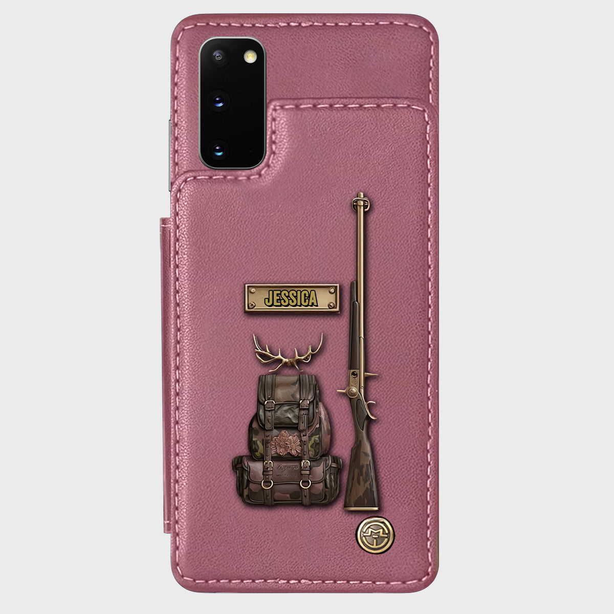 Cadeau de luxe pour chasseur - Étui portefeuille personnalisé pour téléphone sur le thème de la chasse