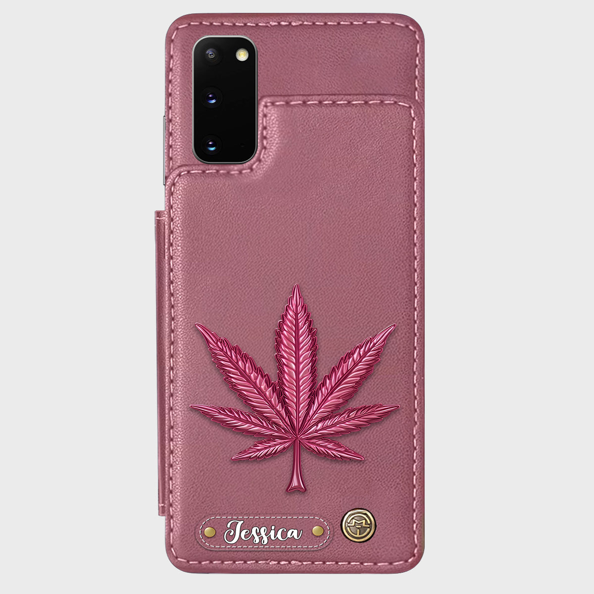 Bonne humeur - Étui portefeuille personnalisé pour téléphone avec motif cannabis