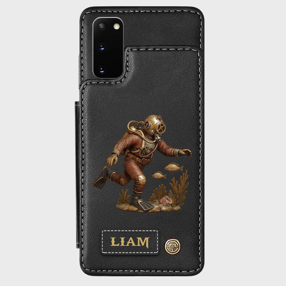 Cadeau pour les passionnés de plongée sous-marine - Étui portefeuille/téléphone personnalisé sur le thème de la plongée