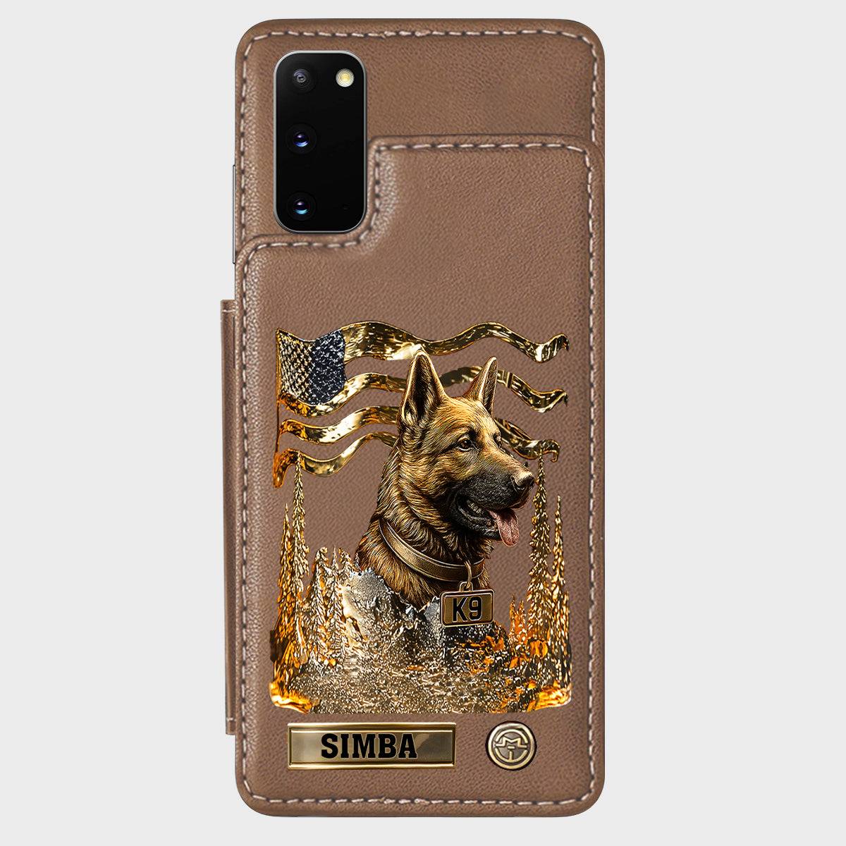 J'aime mon chien - Étui portefeuille/téléphone personnalisé avec un berger allemand
