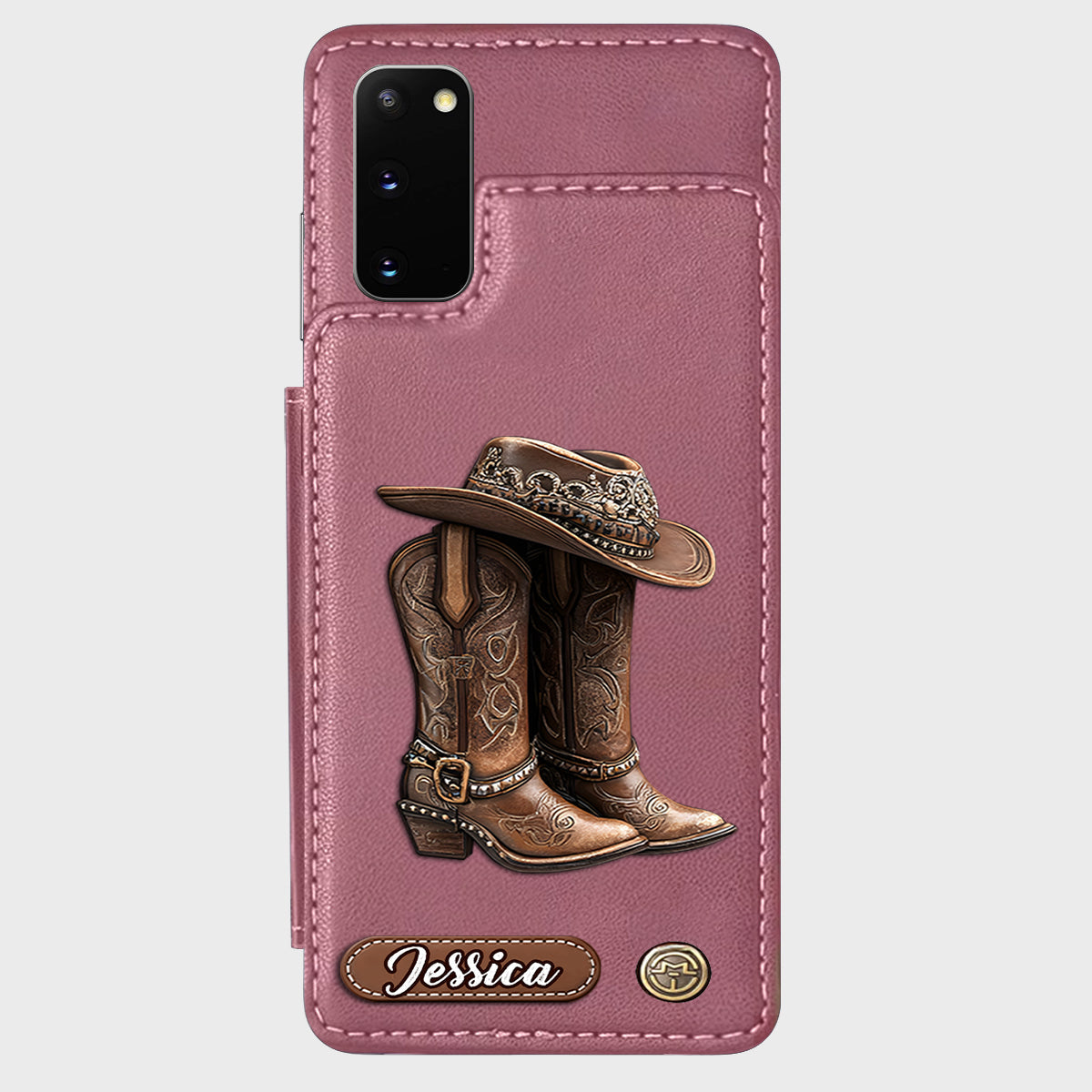 Western Spirit - Étui portefeuille personnalisé pour téléphone, style cowgirl