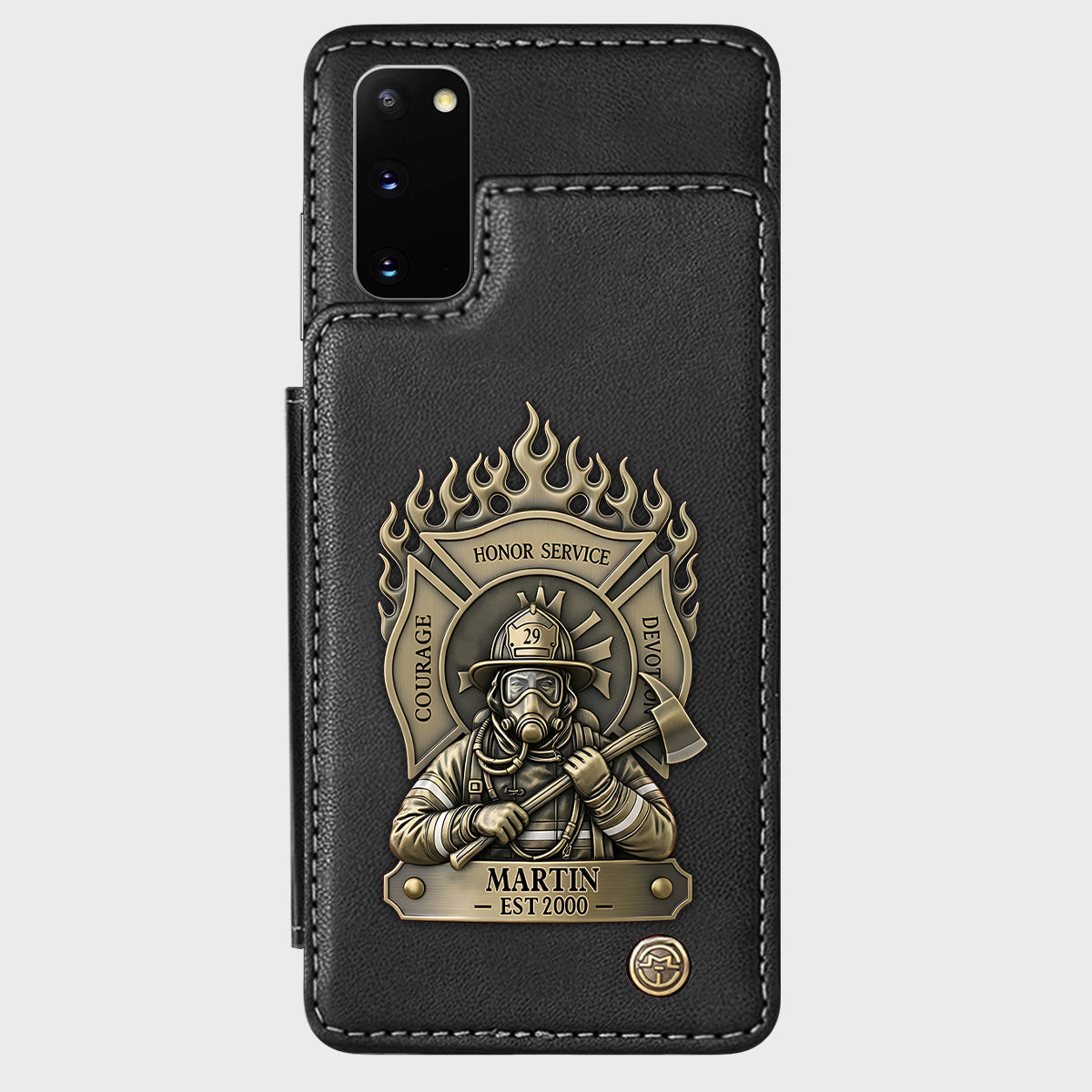 Fier pompier - Étui portefeuille personnalisé pour téléphone