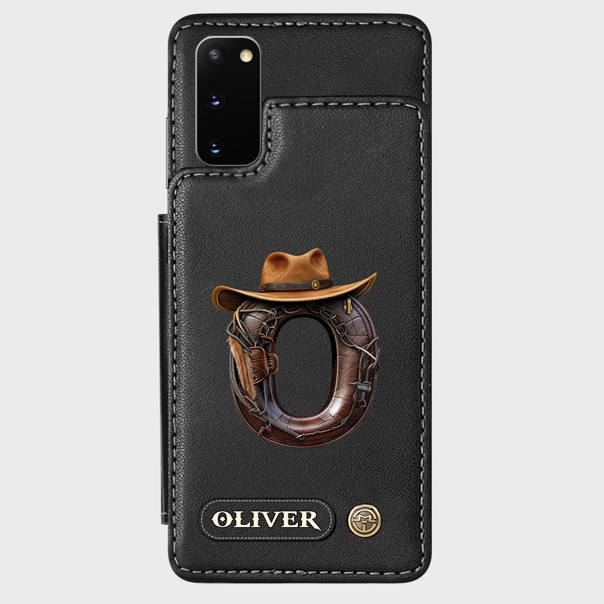 Étui portefeuille/téléphone personnalisé style western avec initiale du prénom - Cowboy/Cowgirl