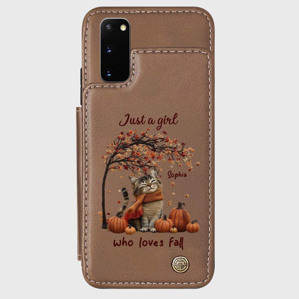 Just a Girl Who Loves Fall - Personalized Cat Wallet Phone Case