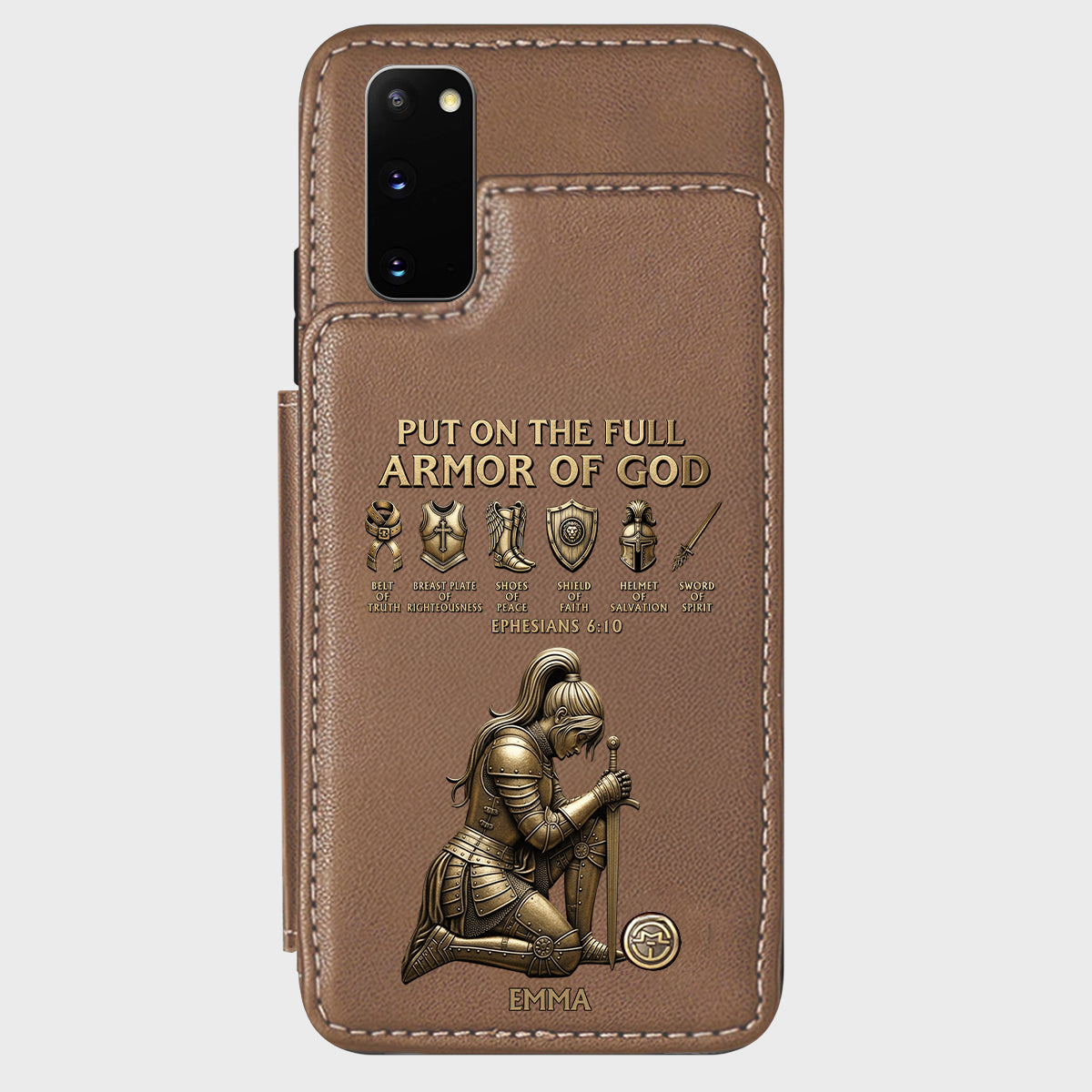 Revêtez l'armure complète de Dieu - Étui portefeuille chrétien personnalisé pour téléphone