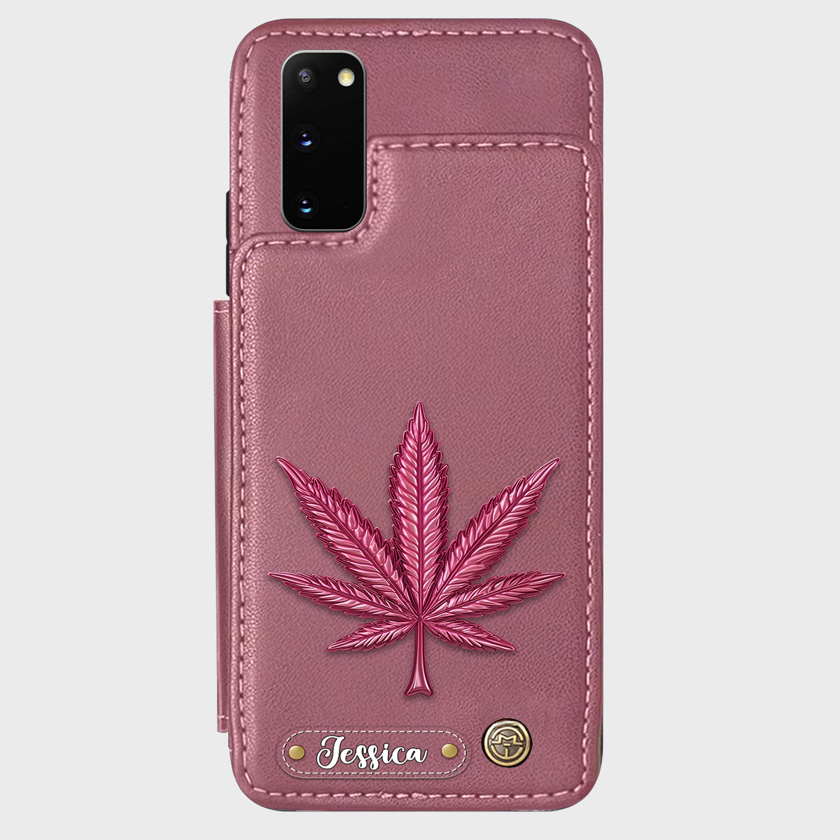 Bonne humeur - Étui portefeuille personnalisé pour téléphone avec motif cannabis