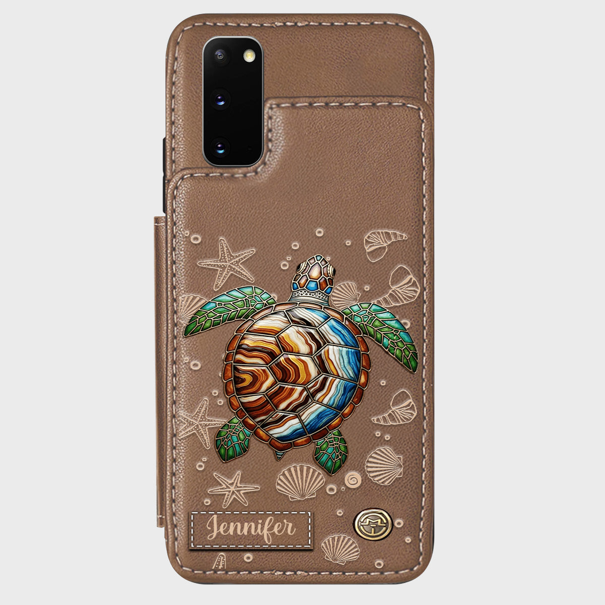 Étui portefeuille personnalisé Tortue et Mer - Étui de téléphone à motif tortue