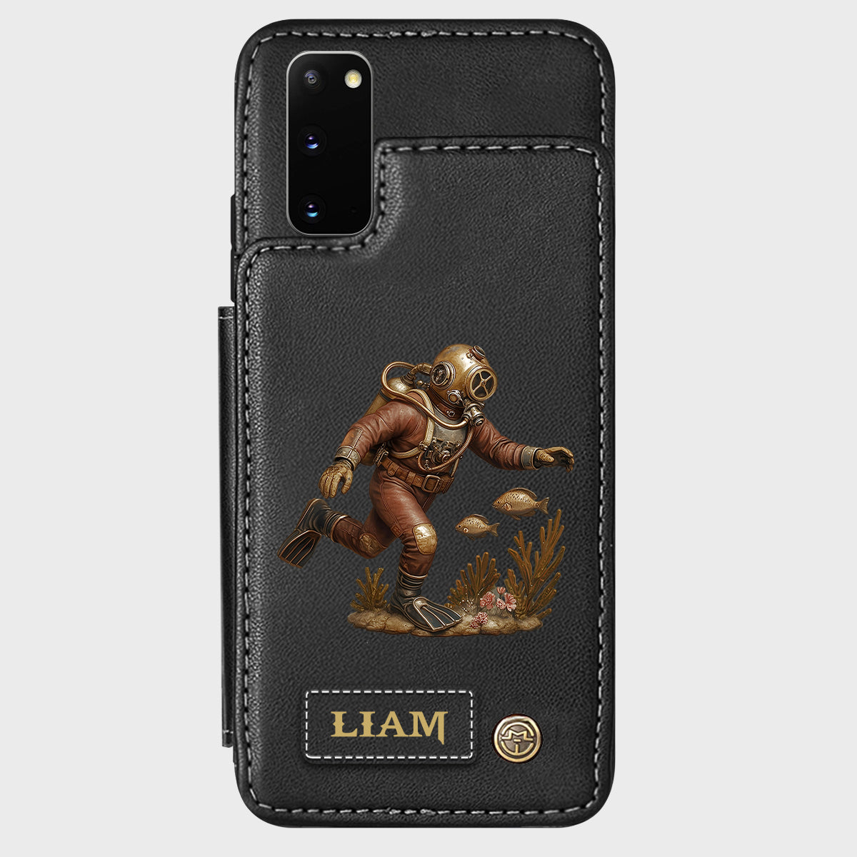 Cadeau pour les passionnés de plongée sous-marine - Étui portefeuille/téléphone personnalisé sur le thème de la plongée