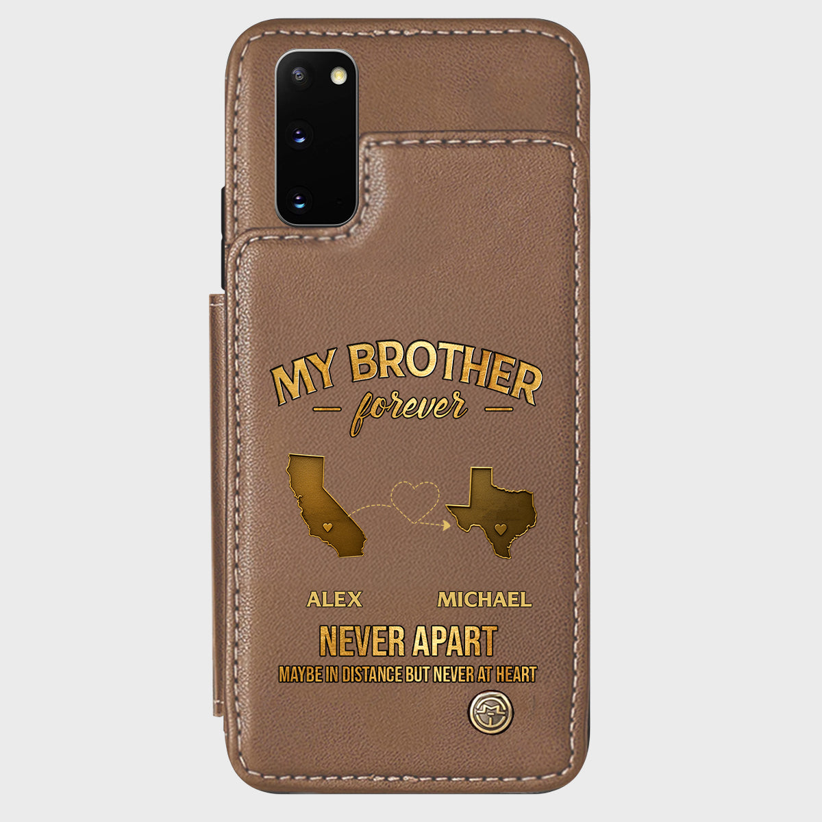 My Brother/ Sister/ Son... Forever, Never Apart Maby In Distance But Never At Heart - Personalized Sibling Wallet Phone Case