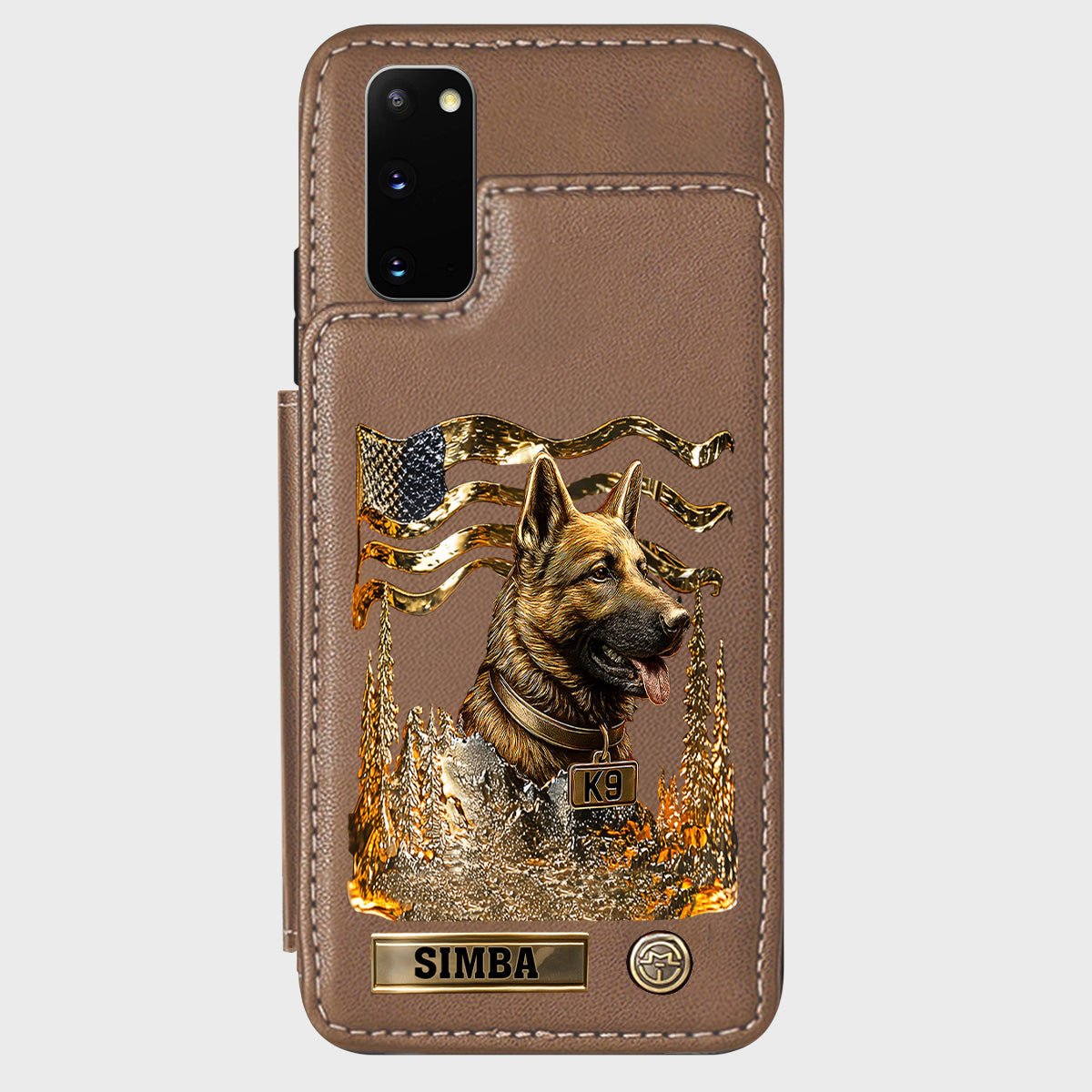 J'aime mon chien - Étui portefeuille/téléphone personnalisé avec un berger allemand
