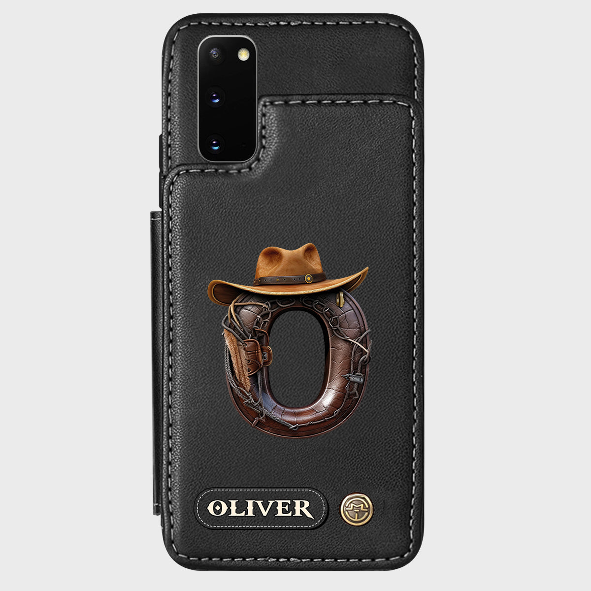 Étui portefeuille/téléphone personnalisé style western avec initiale du prénom - Cowboy/Cowgirl