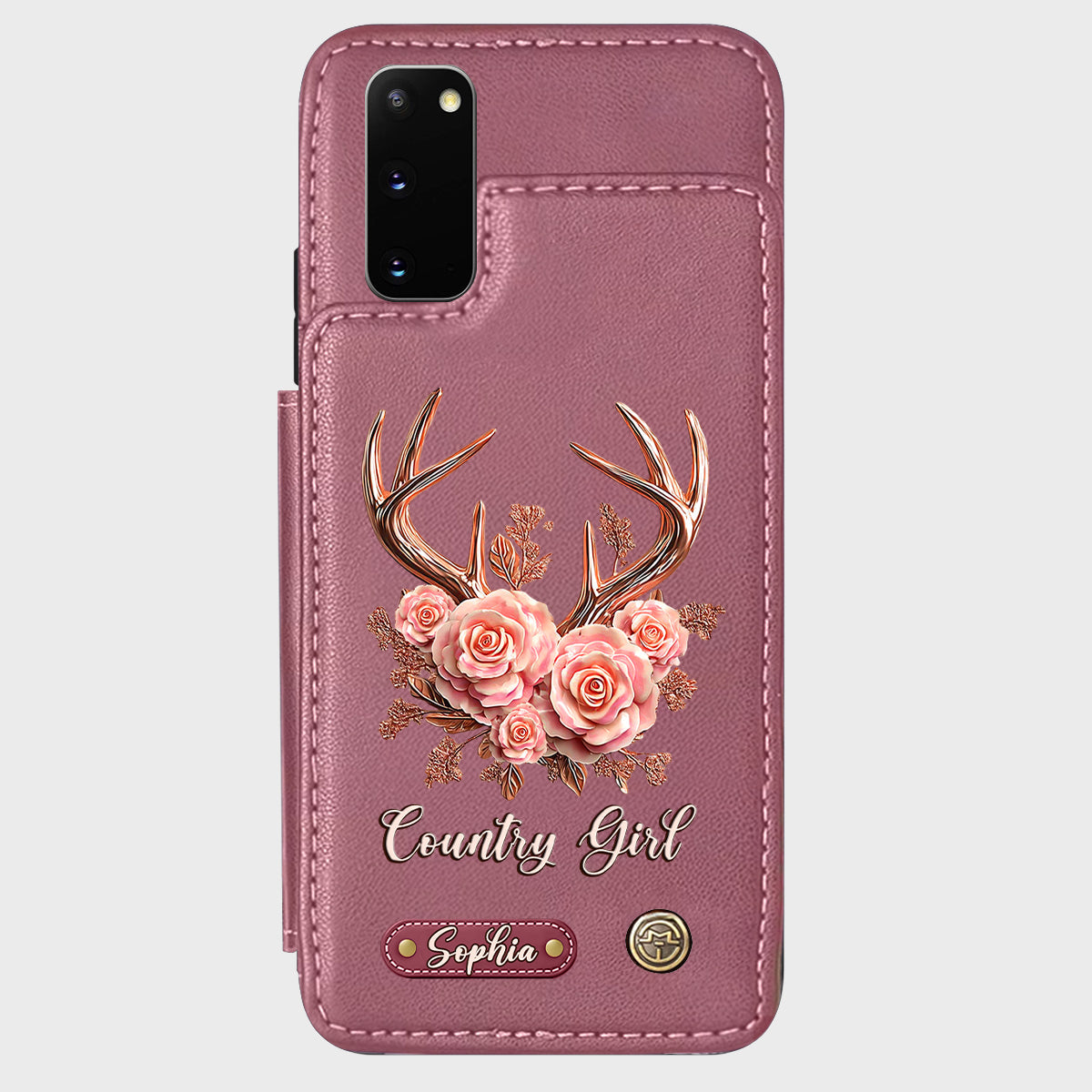 Étui portefeuille personnalisé Country Girl - Étui de téléphone à motif chasse