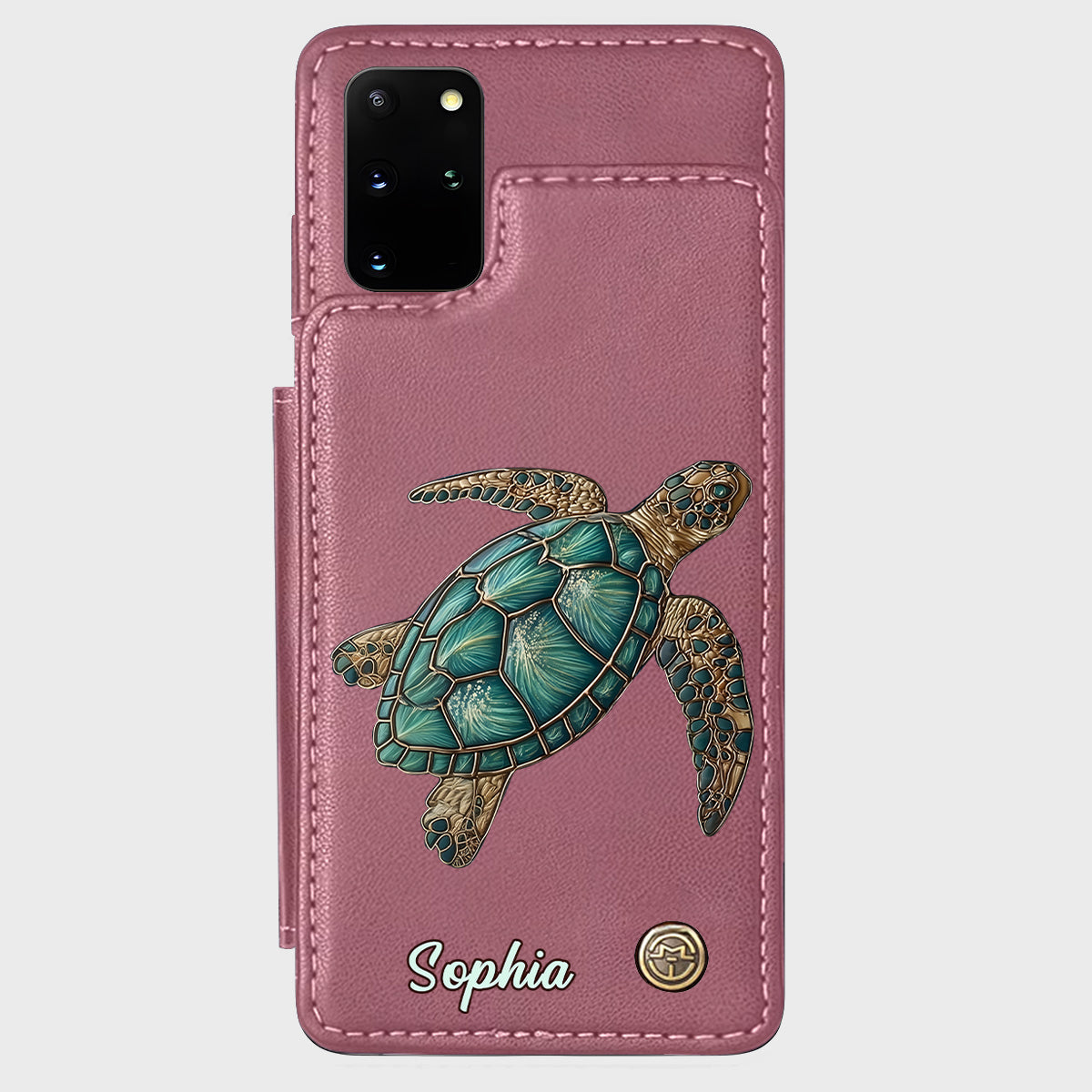 Étui portefeuille personnalisé pour téléphone portable avec une tortue - J'adore les tortues