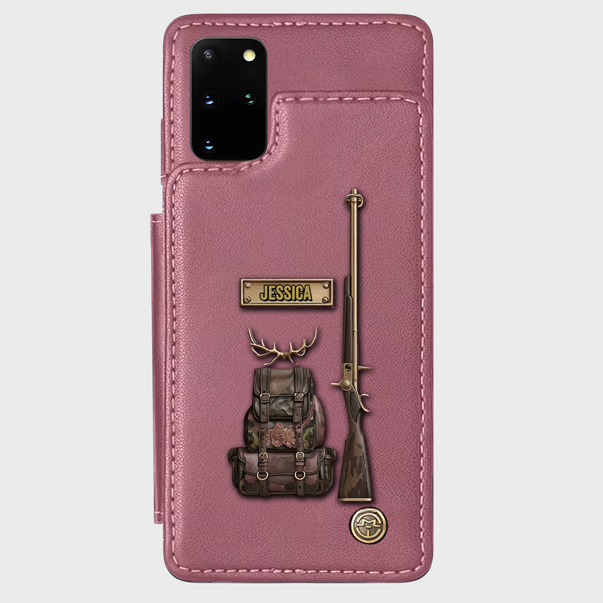 Cadeau de luxe pour chasseur - Étui portefeuille personnalisé pour téléphone sur le thème de la chasse