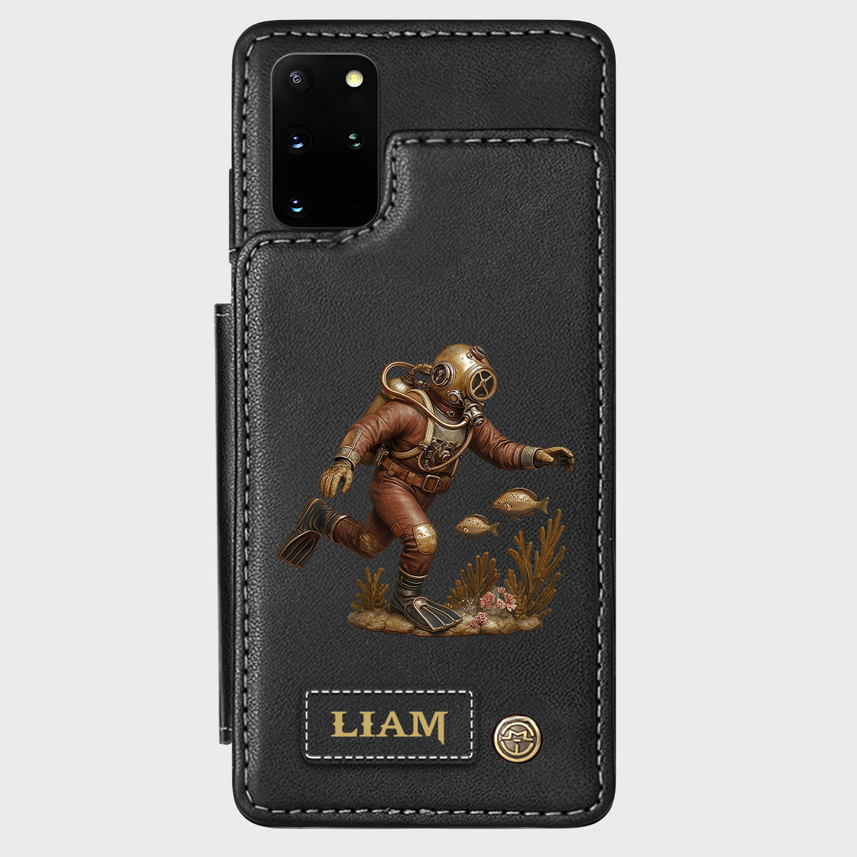 Cadeau pour les passionnés de plongée sous-marine - Étui portefeuille/téléphone personnalisé sur le thème de la plongée