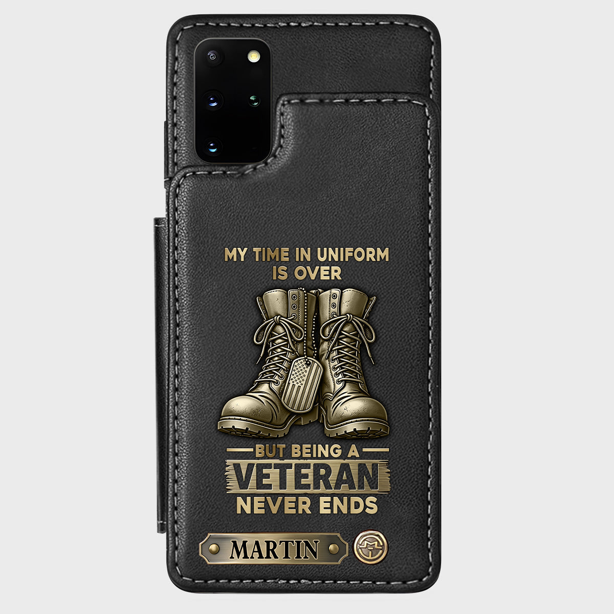 Étui portefeuille personnalisé pour téléphone, en hommage aux anciens combattants.