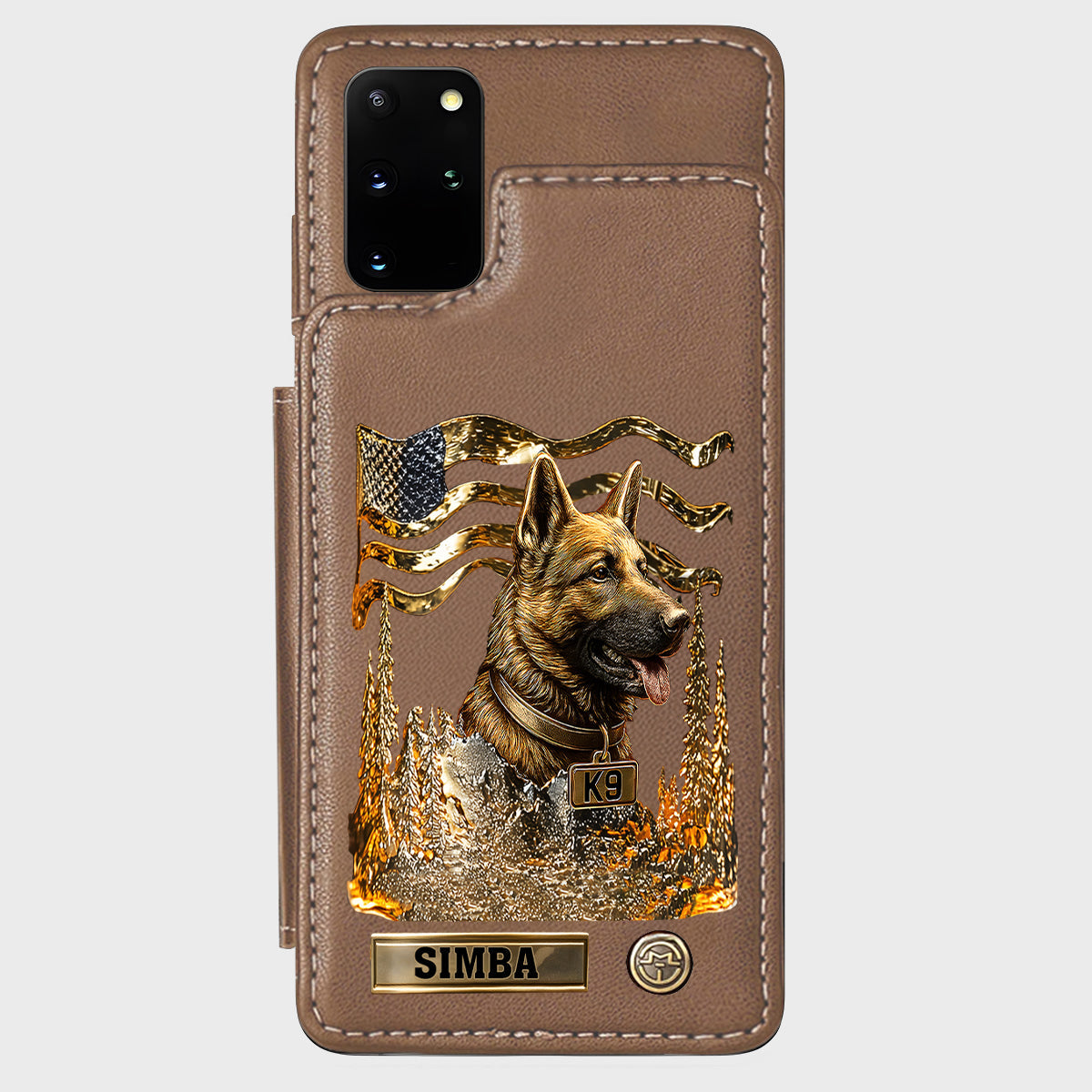 J'aime mon chien - Étui portefeuille/téléphone personnalisé avec un berger allemand