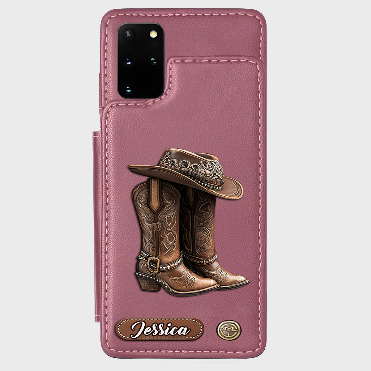 Western Spirit - Étui portefeuille personnalisé pour téléphone, style cowgirl