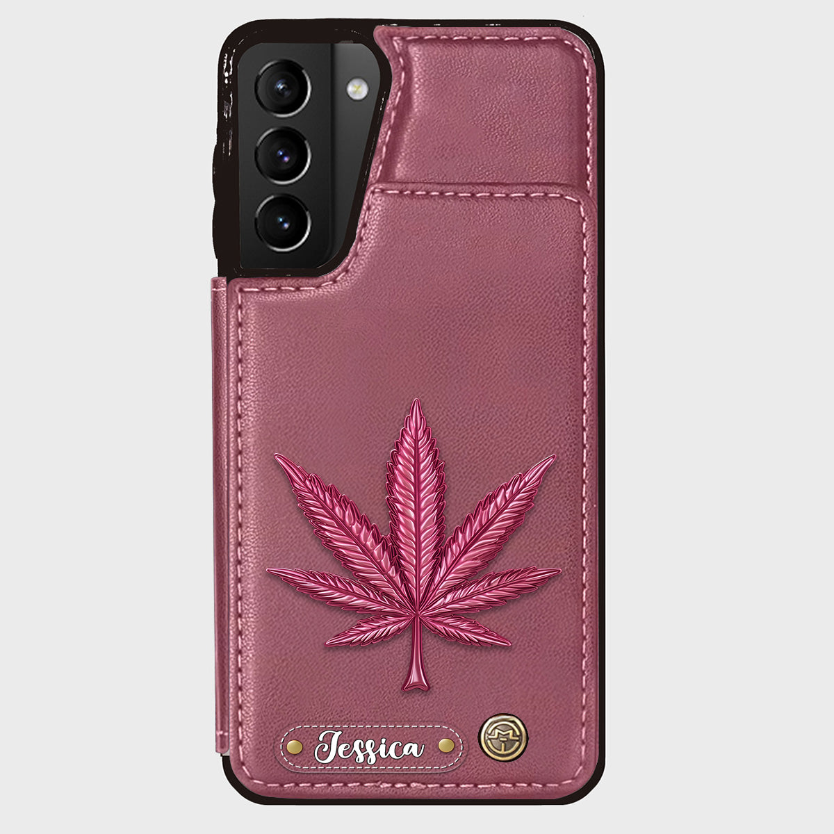 Bonne humeur - Étui portefeuille personnalisé pour téléphone avec motif cannabis