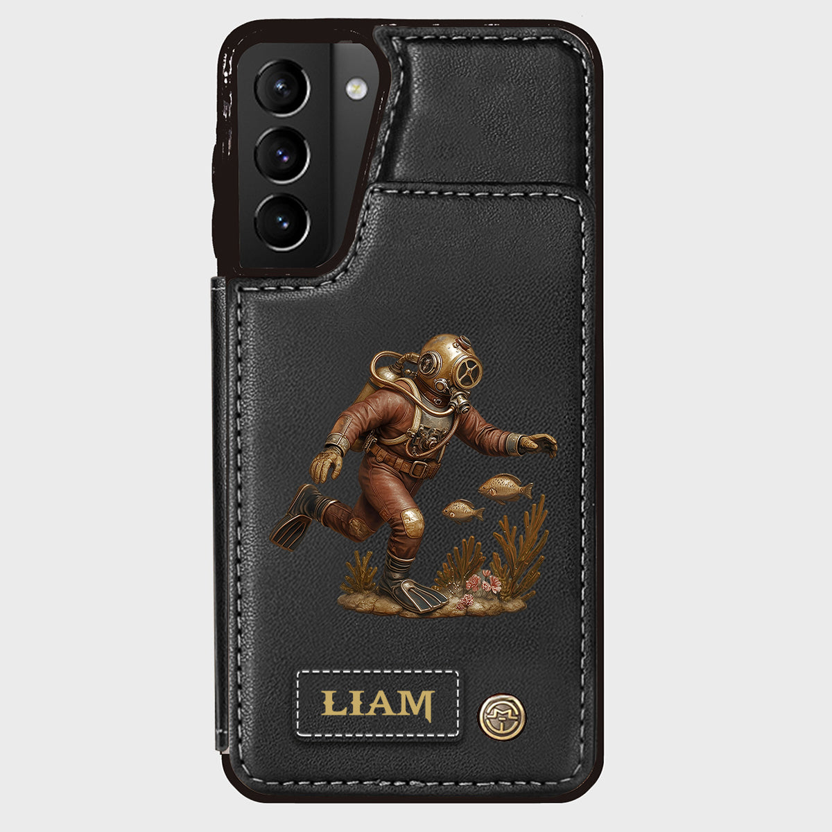 Cadeau pour les passionnés de plongée sous-marine - Étui portefeuille/téléphone personnalisé sur le thème de la plongée