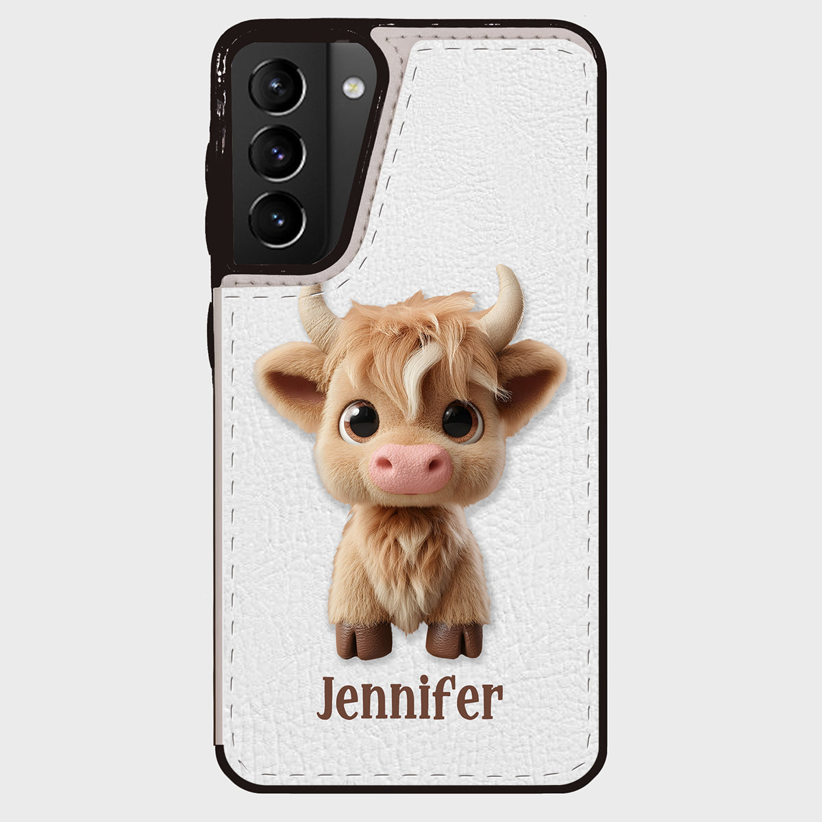 Étui portefeuille pliable personnalisé avec une adorable vache des Highlands