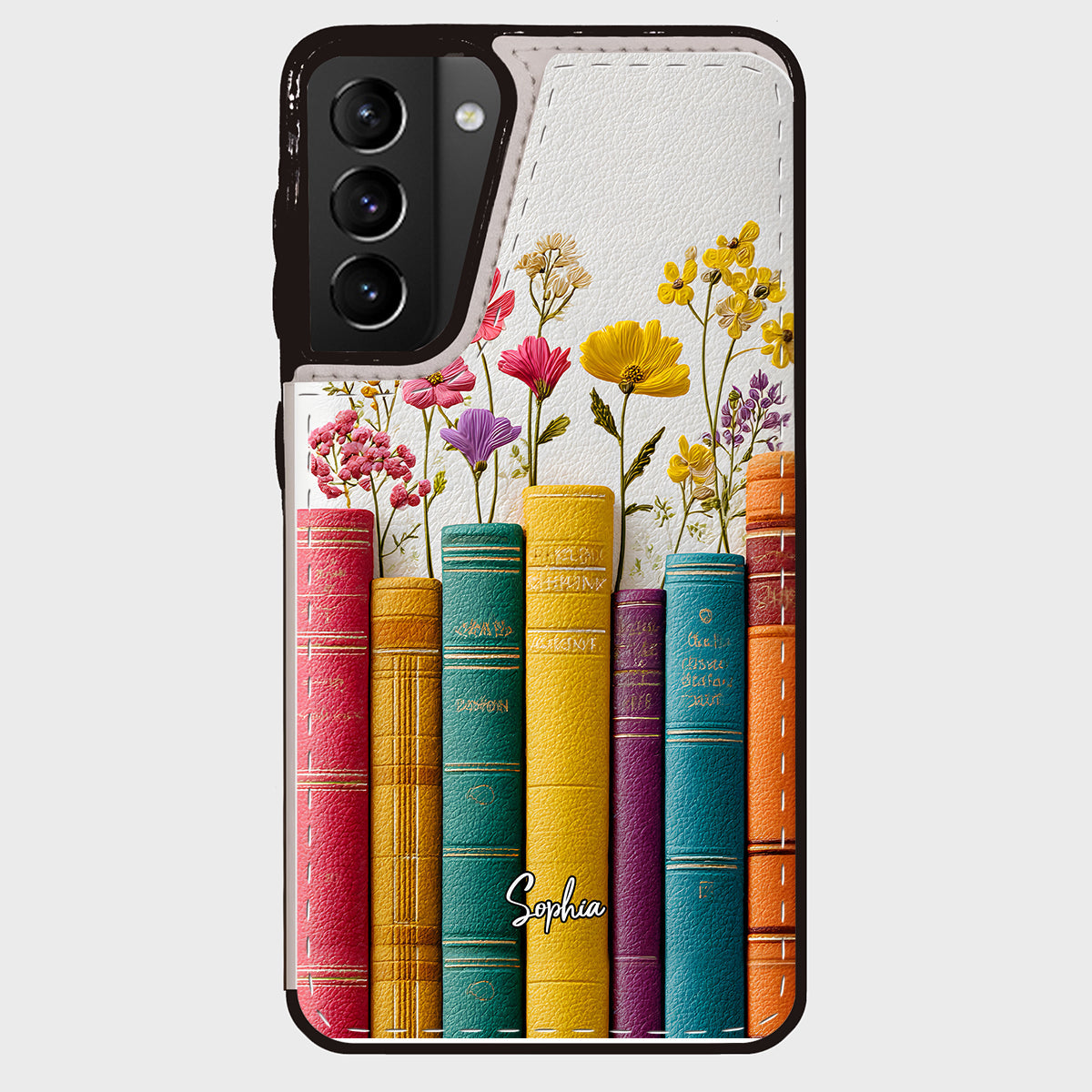Livre de fleurs vintage - Étui portefeuille pliable personnalisé pour téléphone