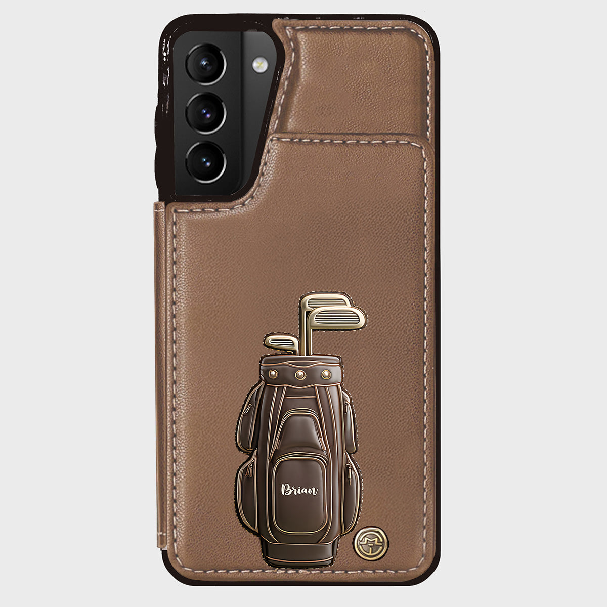Cadeau de luxe pour golfeur - Étui portefeuille/téléphone personnalisé avec nom - Nom personnalisé