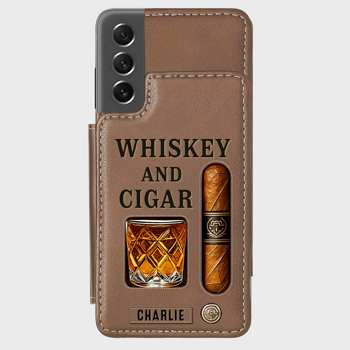 Étui portefeuille personnalisé Whiskey & Cigar -