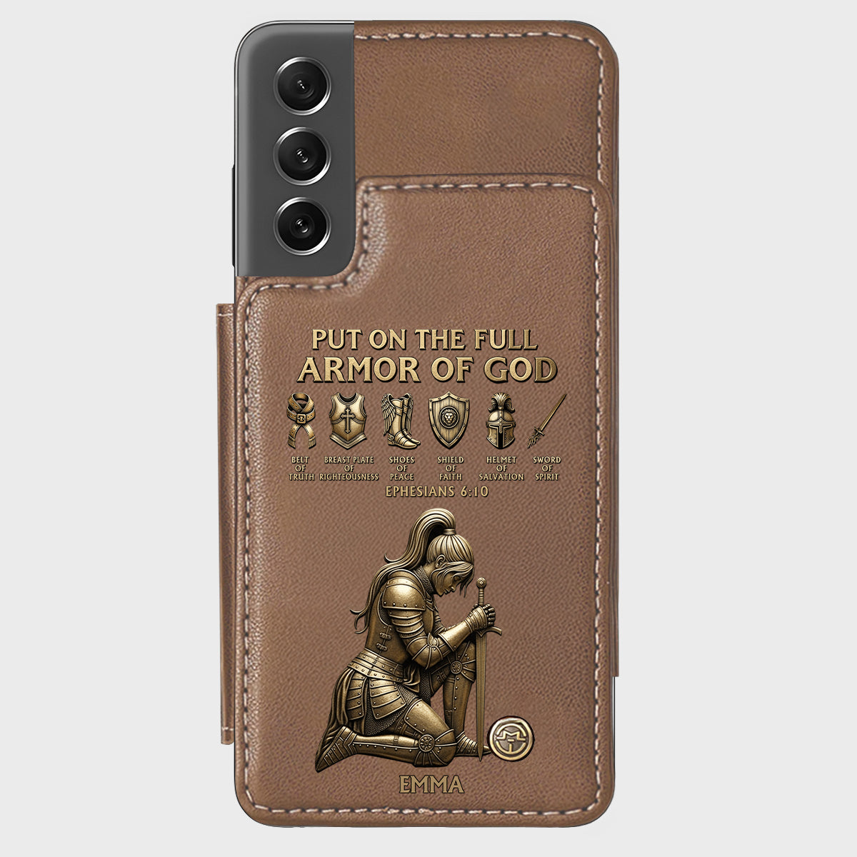 Revêtez l'armure complète de Dieu - Étui portefeuille chrétien personnalisé pour téléphone