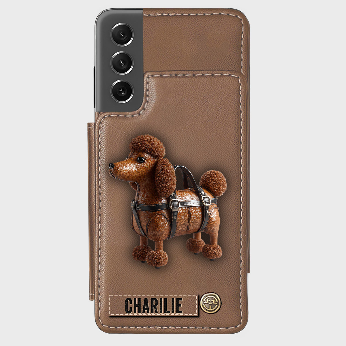 Étui portefeuille personnalisé pour téléphone avec un adorable caniche - Étui pour téléphone à motif chien