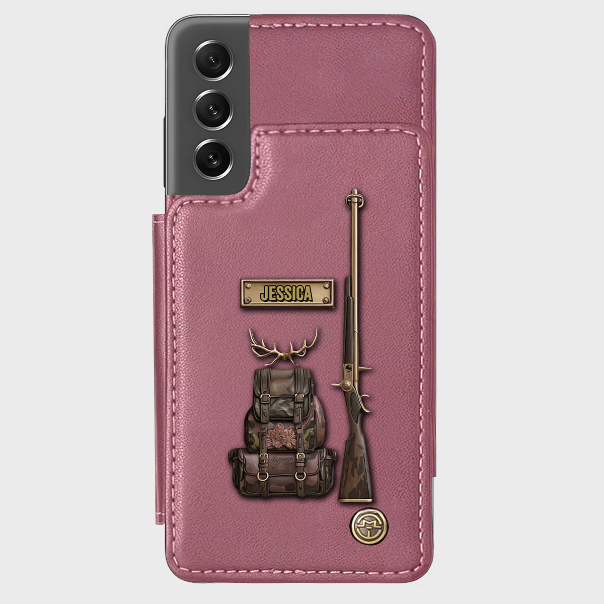 Cadeau de luxe pour chasseur - Étui portefeuille personnalisé pour téléphone sur le thème de la chasse