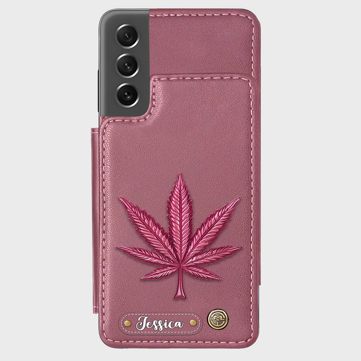 Bonne humeur - Étui portefeuille personnalisé pour téléphone avec motif cannabis