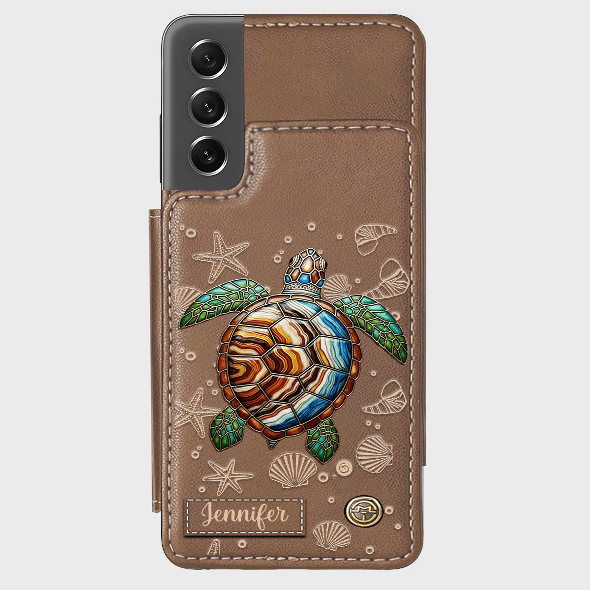 Étui portefeuille personnalisé Tortue et Mer - Étui de téléphone à motif tortue