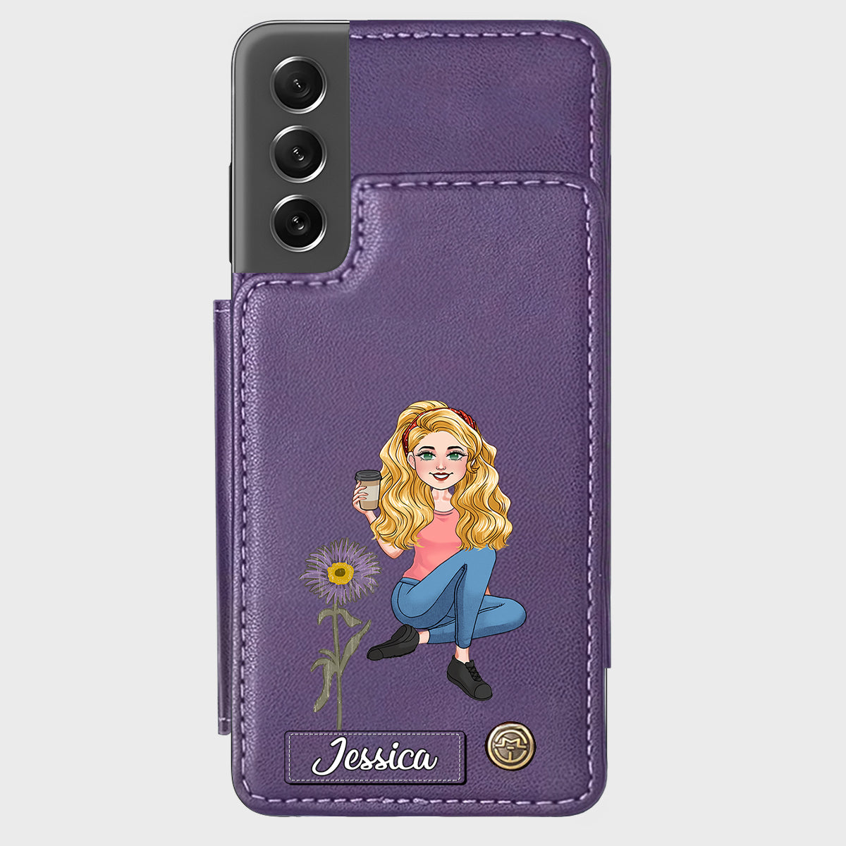 Cadeau pour le mois d'anniversaire d'une amie - Étui portefeuille personnalisé pour téléphone