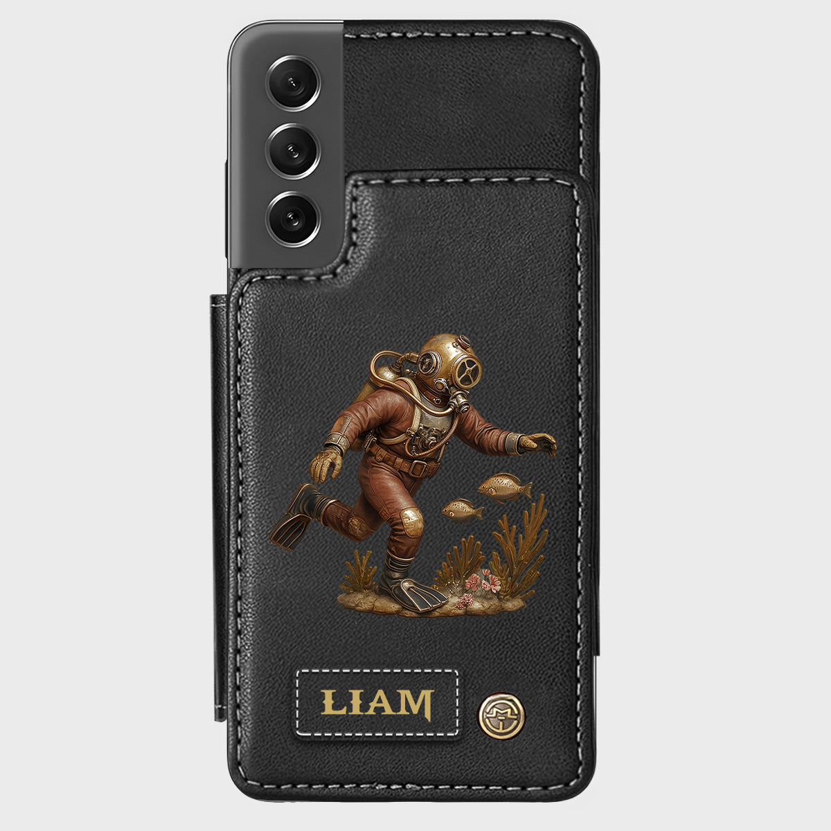 Cadeau pour les passionnés de plongée sous-marine - Étui portefeuille/téléphone personnalisé sur le thème de la plongée