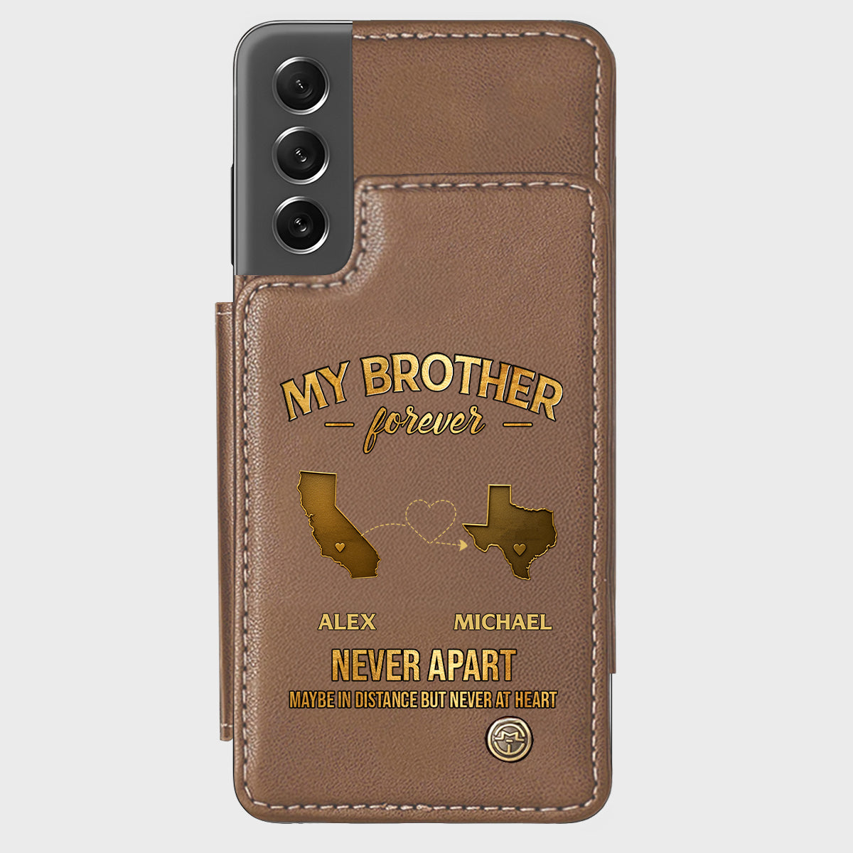 My Brother/ Sister/ Son... Forever, Never Apart Maby In Distance But Never At Heart - Personalized Sibling Wallet Phone Case