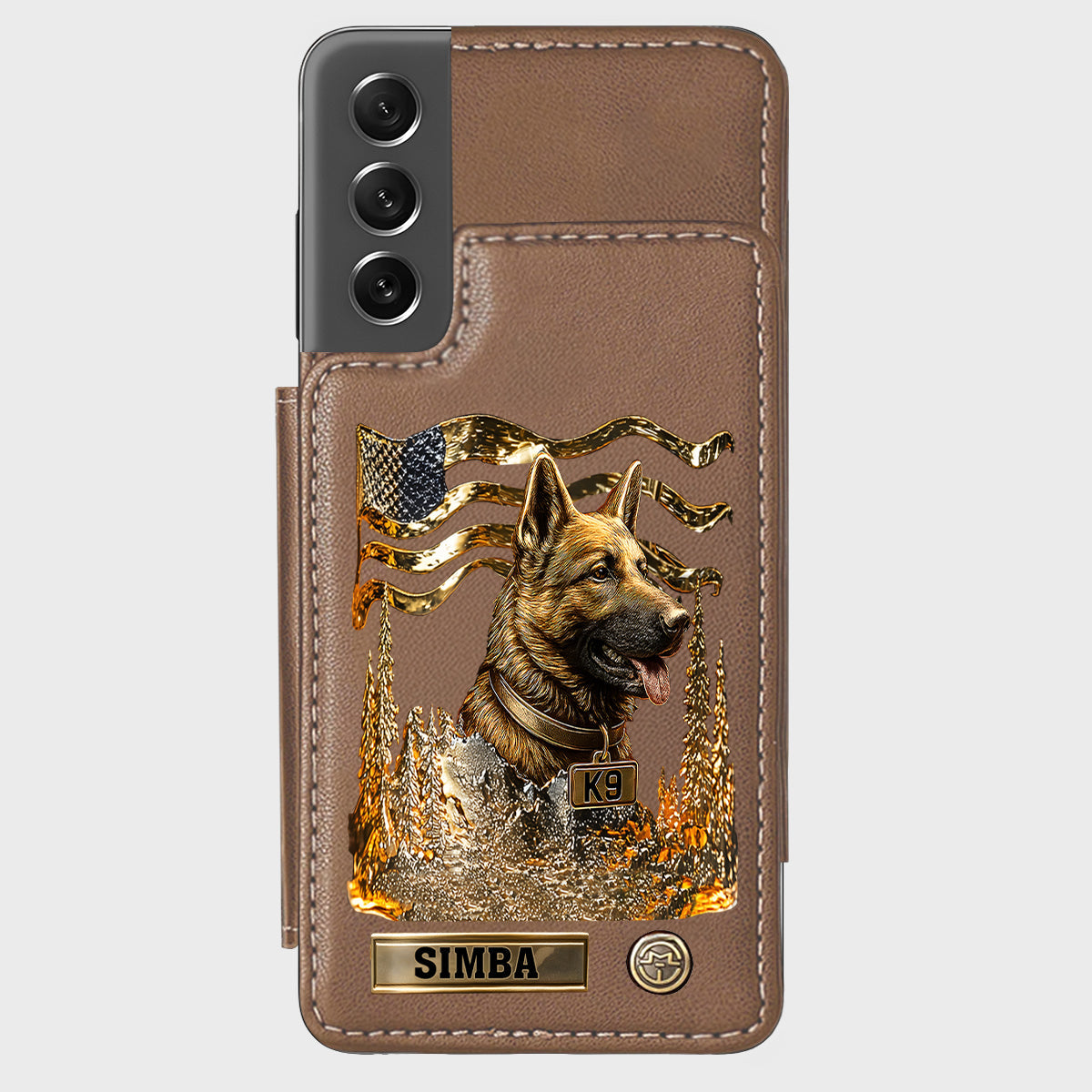 J'aime mon chien - Étui portefeuille/téléphone personnalisé avec un berger allemand