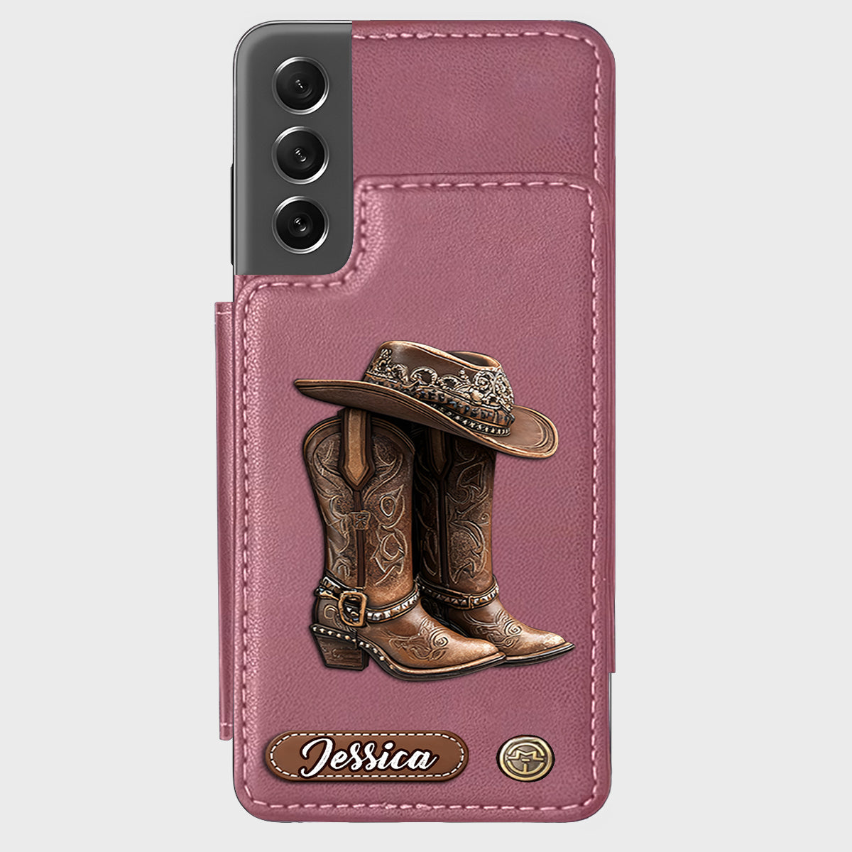 Western Spirit - Étui portefeuille personnalisé pour téléphone, style cowgirl