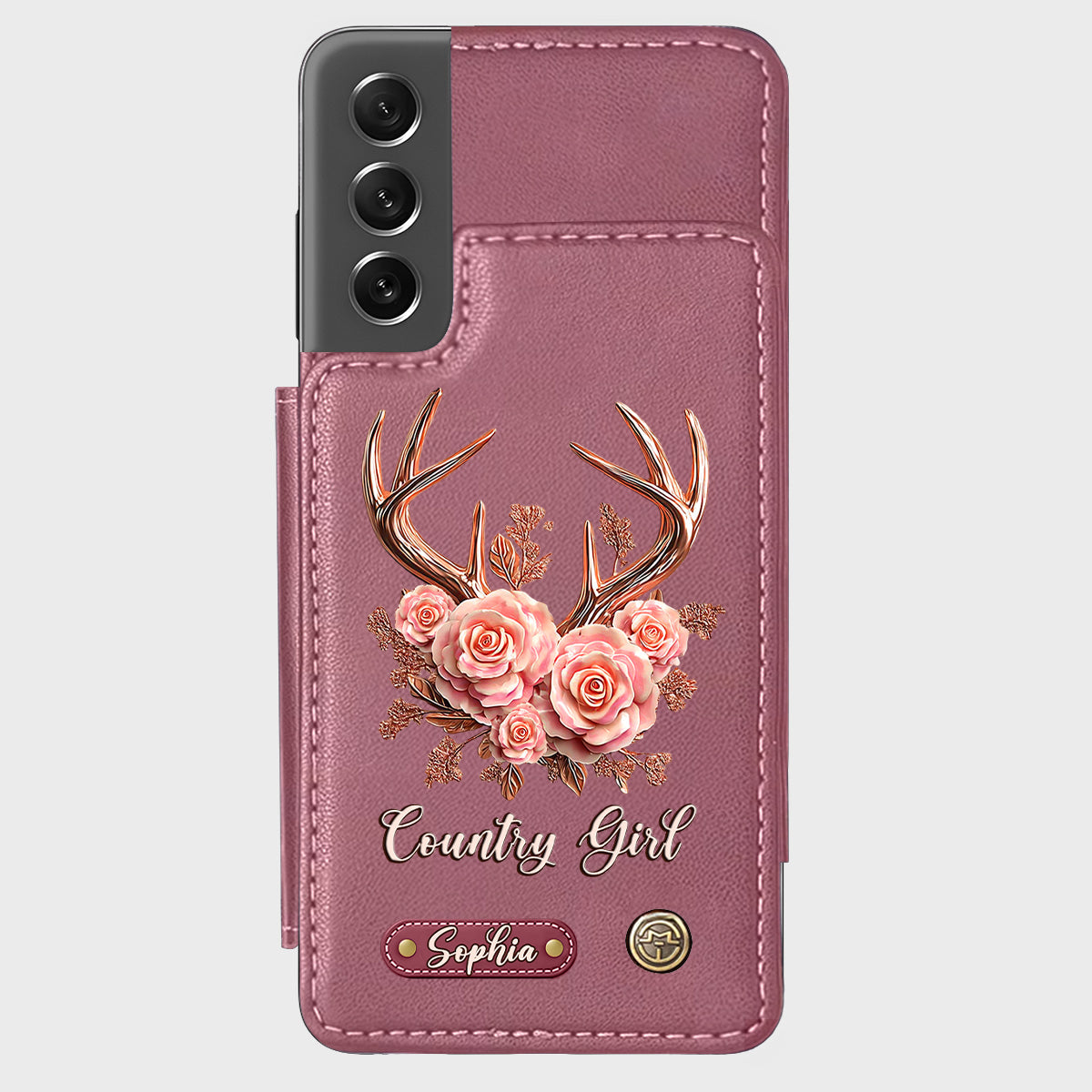 Étui portefeuille personnalisé Country Girl - Étui de téléphone à motif chasse