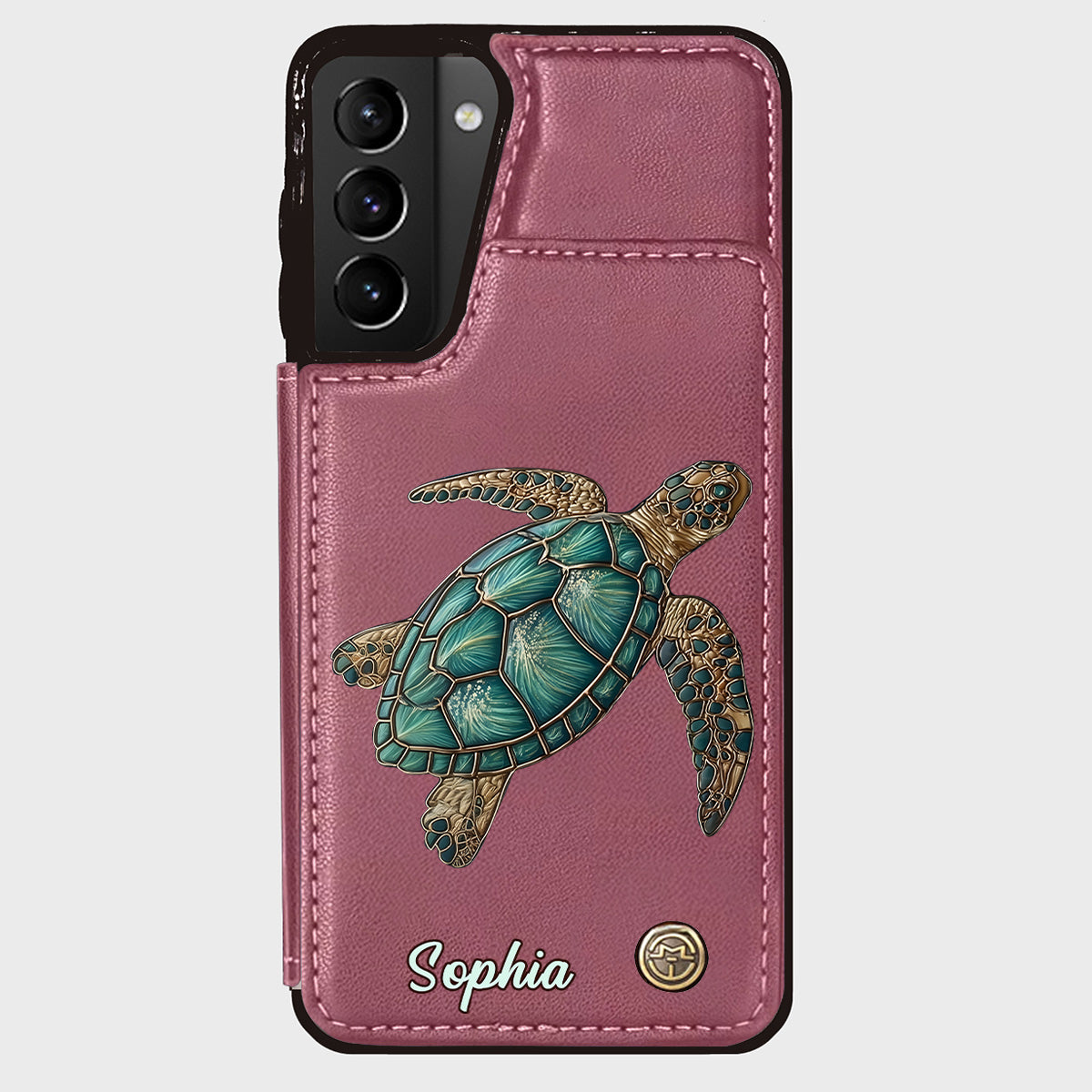 Étui portefeuille personnalisé pour téléphone portable avec une tortue - J'adore les tortues
