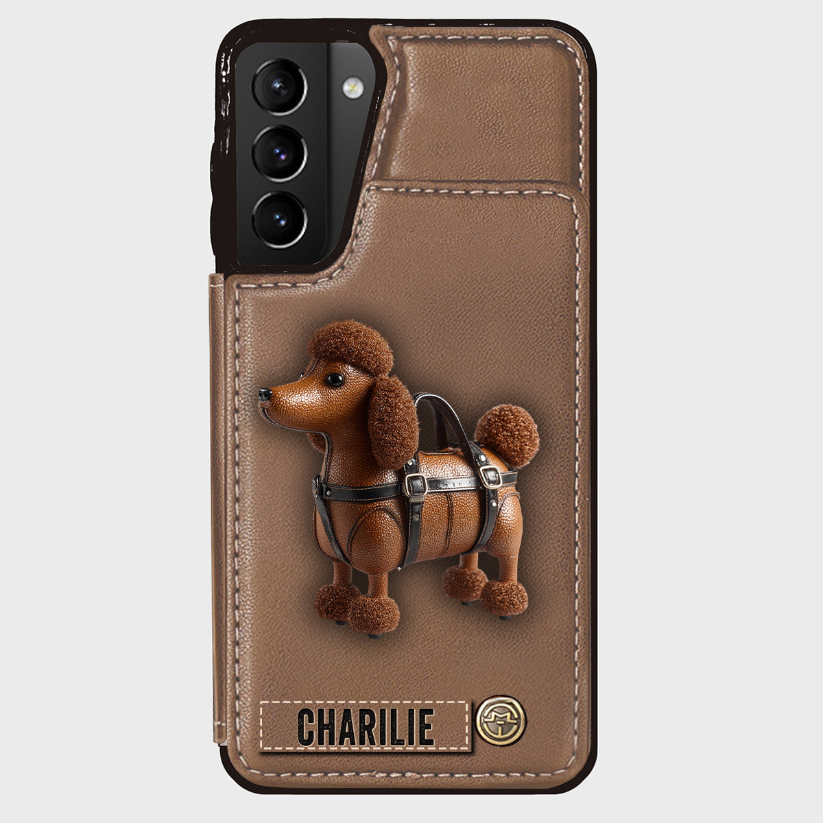 Étui portefeuille personnalisé pour téléphone avec un adorable caniche - Étui pour téléphone à motif chien