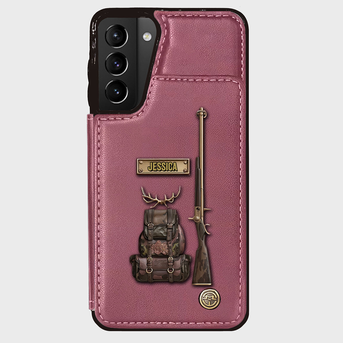 Cadeau de luxe pour chasseur - Étui portefeuille personnalisé pour téléphone sur le thème de la chasse