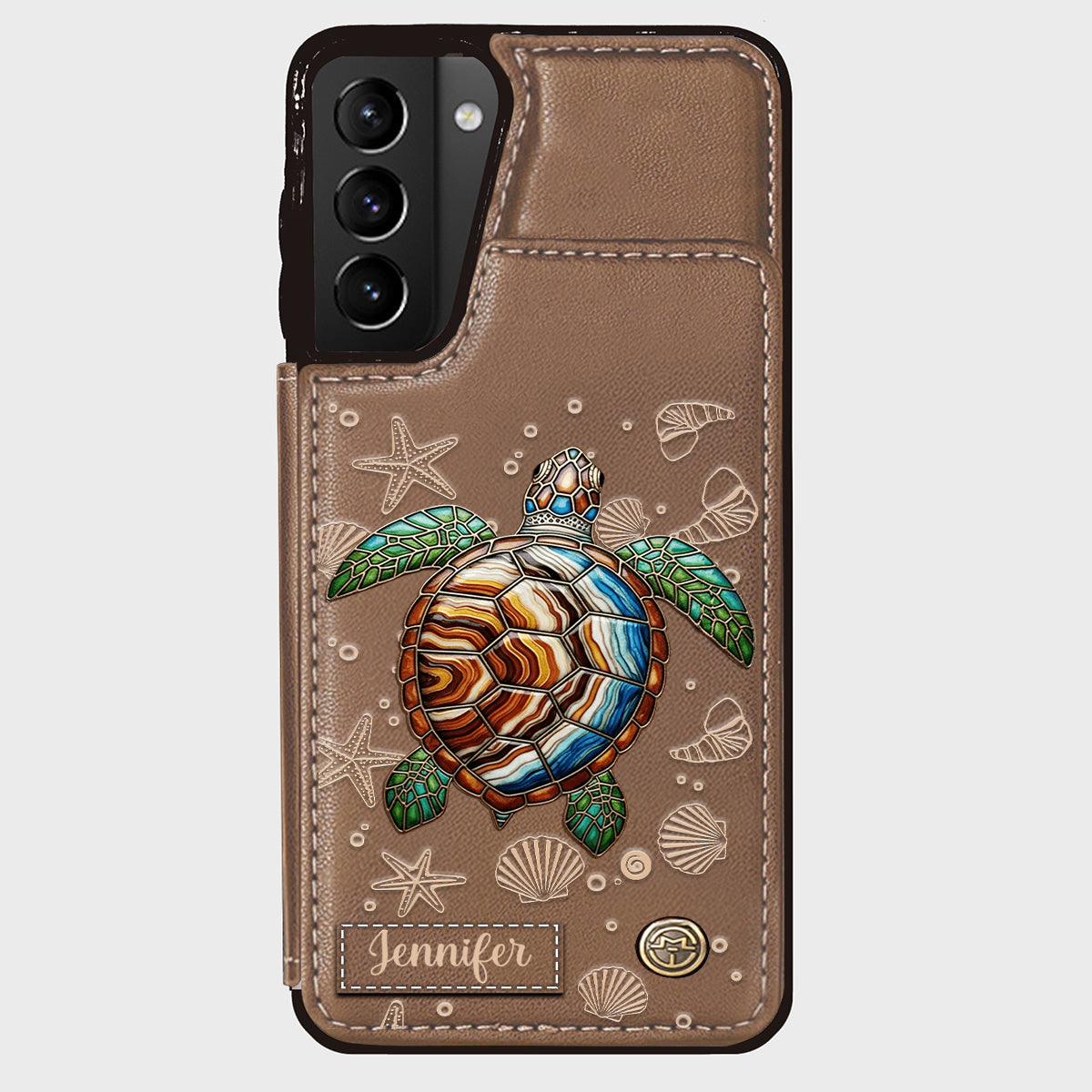 Étui portefeuille personnalisé Tortue et Mer - Étui de téléphone à motif tortue